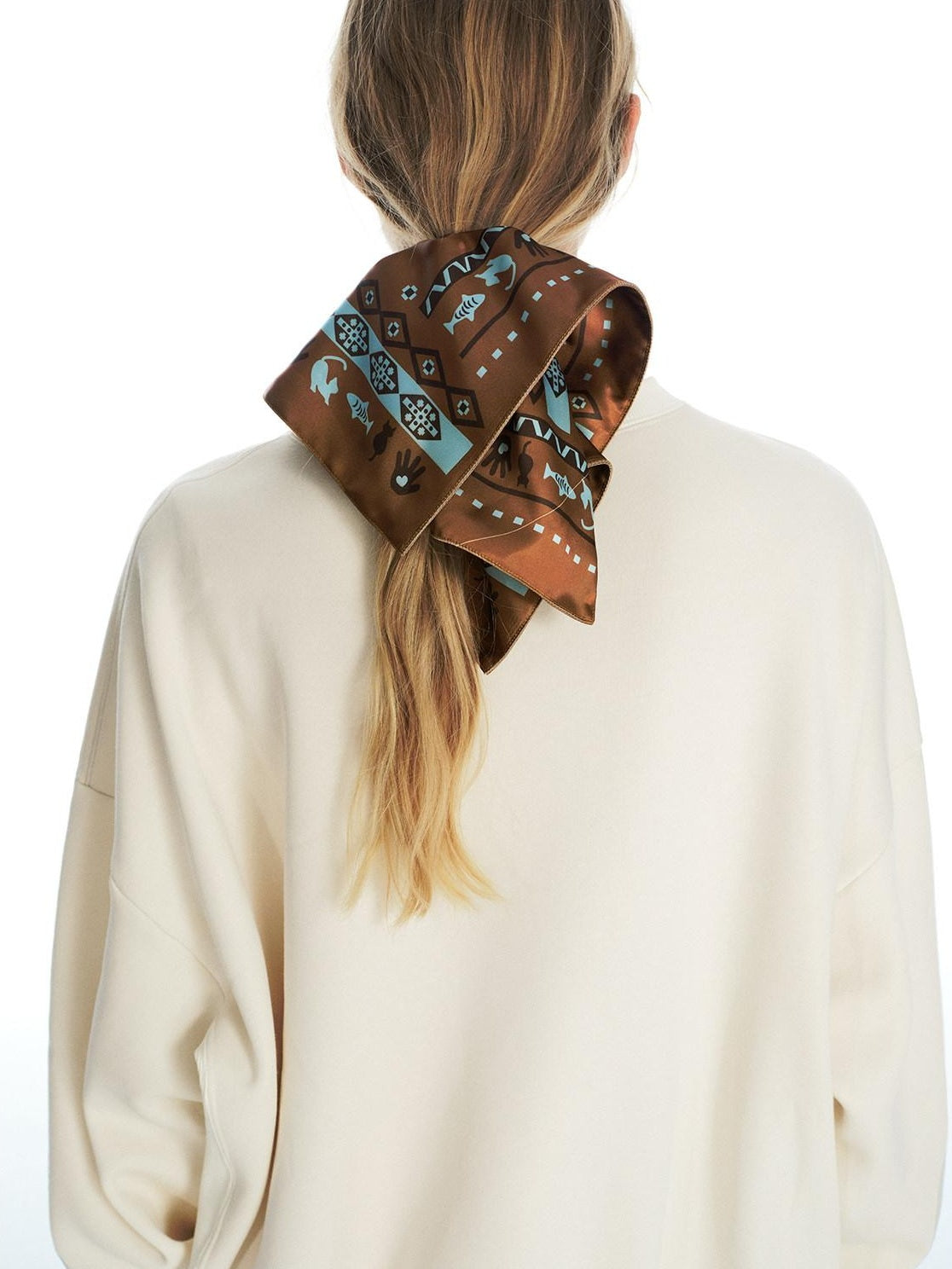OuttheBlue Soft Fabric Animal Print Square Bow For Women Brown Beige Hair Accessories