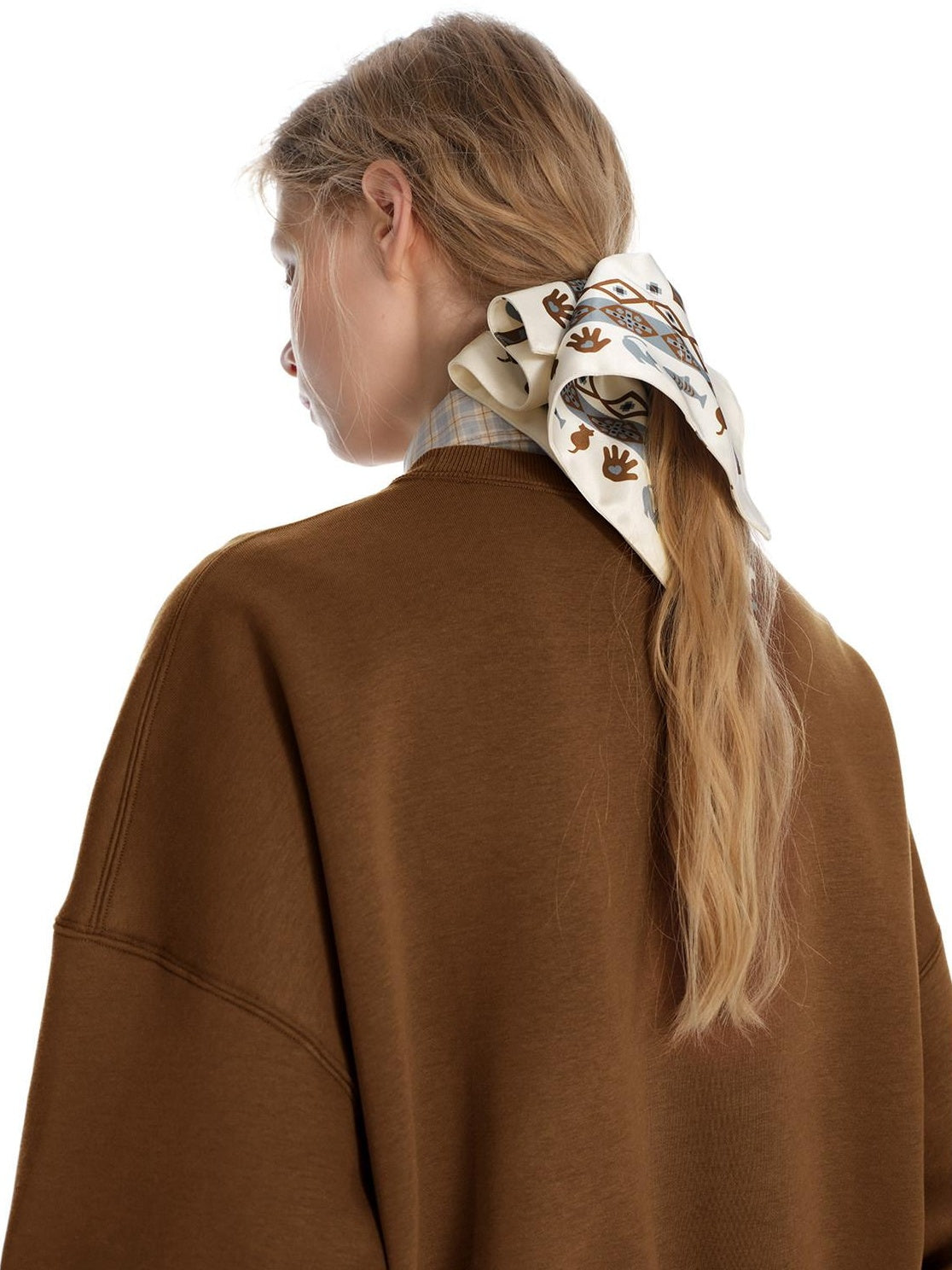 OuttheBlue Soft Fabric Animal Print Square Bow For Women Brown Beige Hair Accessories