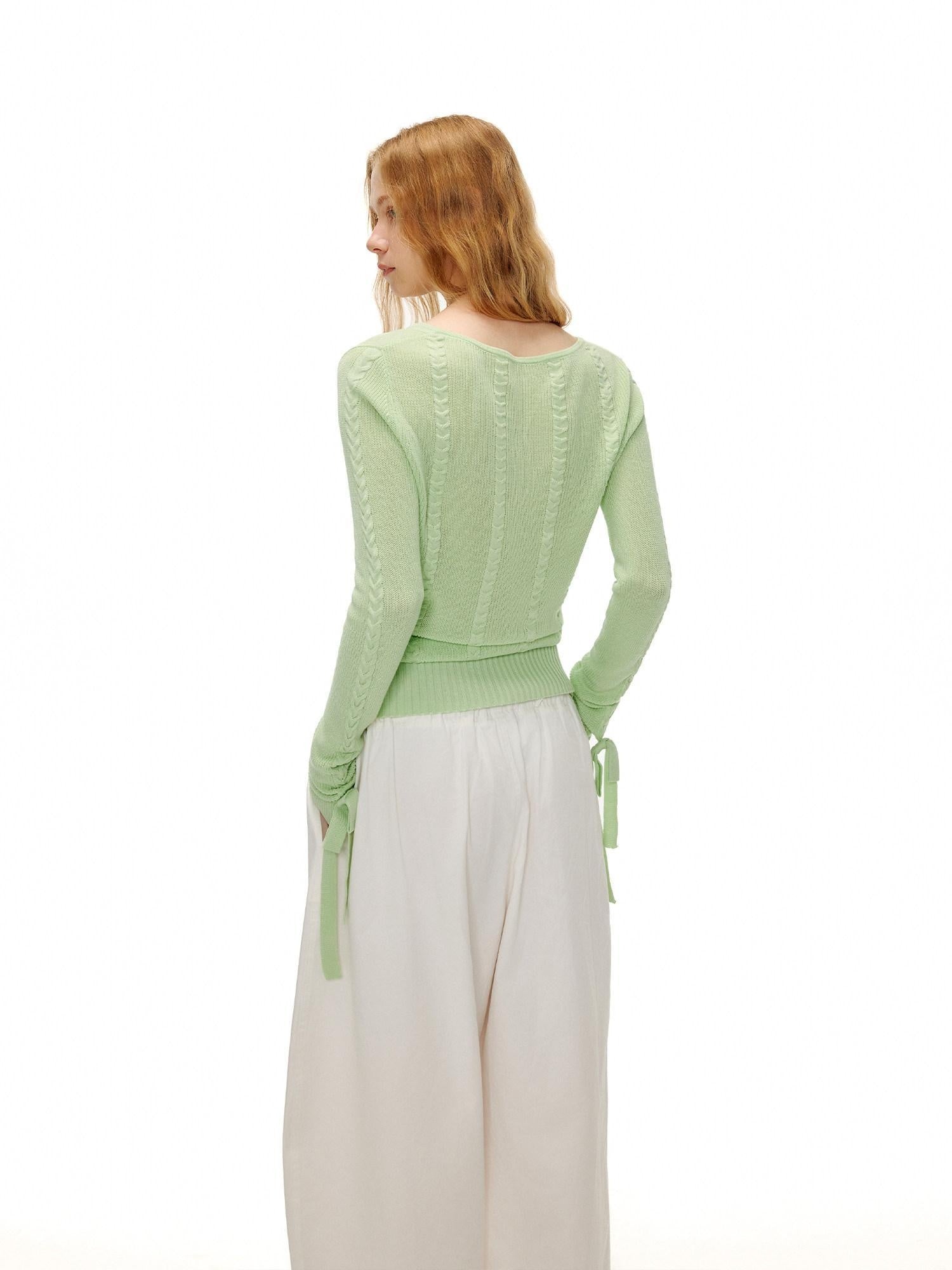 OuttheBlue Soft Lyocell Blend Casual Loose Bow Women Pullover Round Neck Knitwear