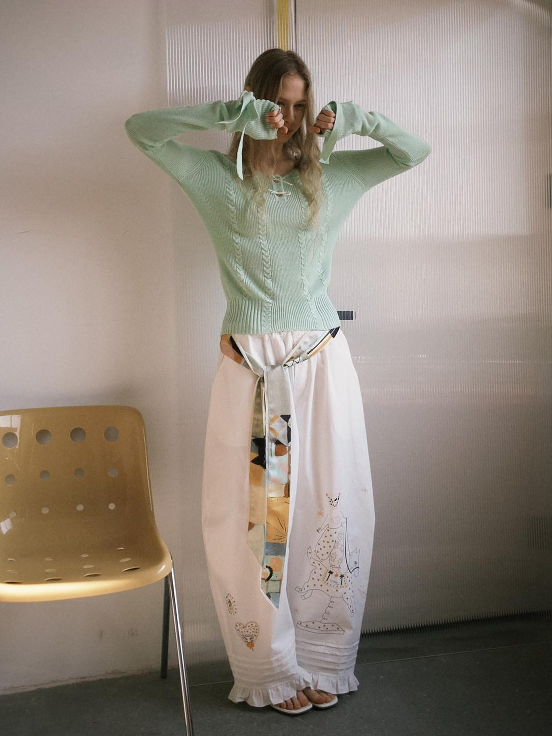 OuttheBlue Soft Lyocell Blend Casual Loose Bow Women Pullover Round Neck Knitwear