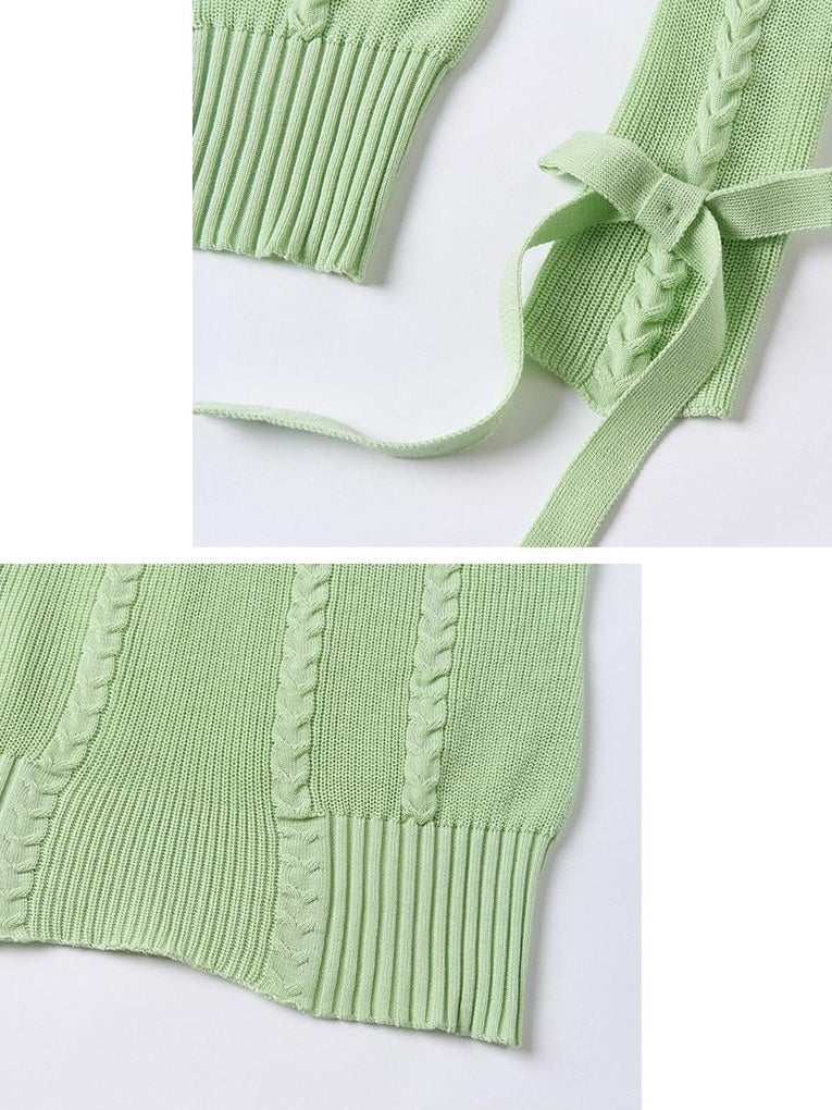 OuttheBlue Soft Lyocell Blend Casual Loose Bow Women Pullover Round Neck Knitwear