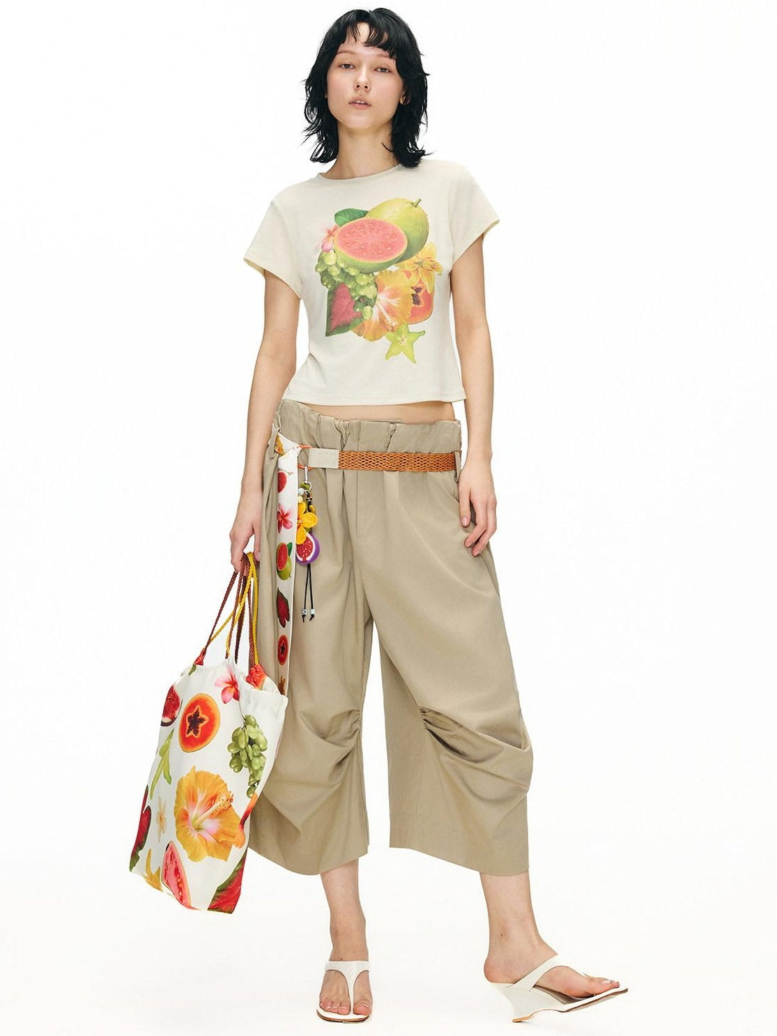 OuttheBlue Soft Lyocell Blend Relaxed Wide Leg Pleated Women Natural Waist Chinos