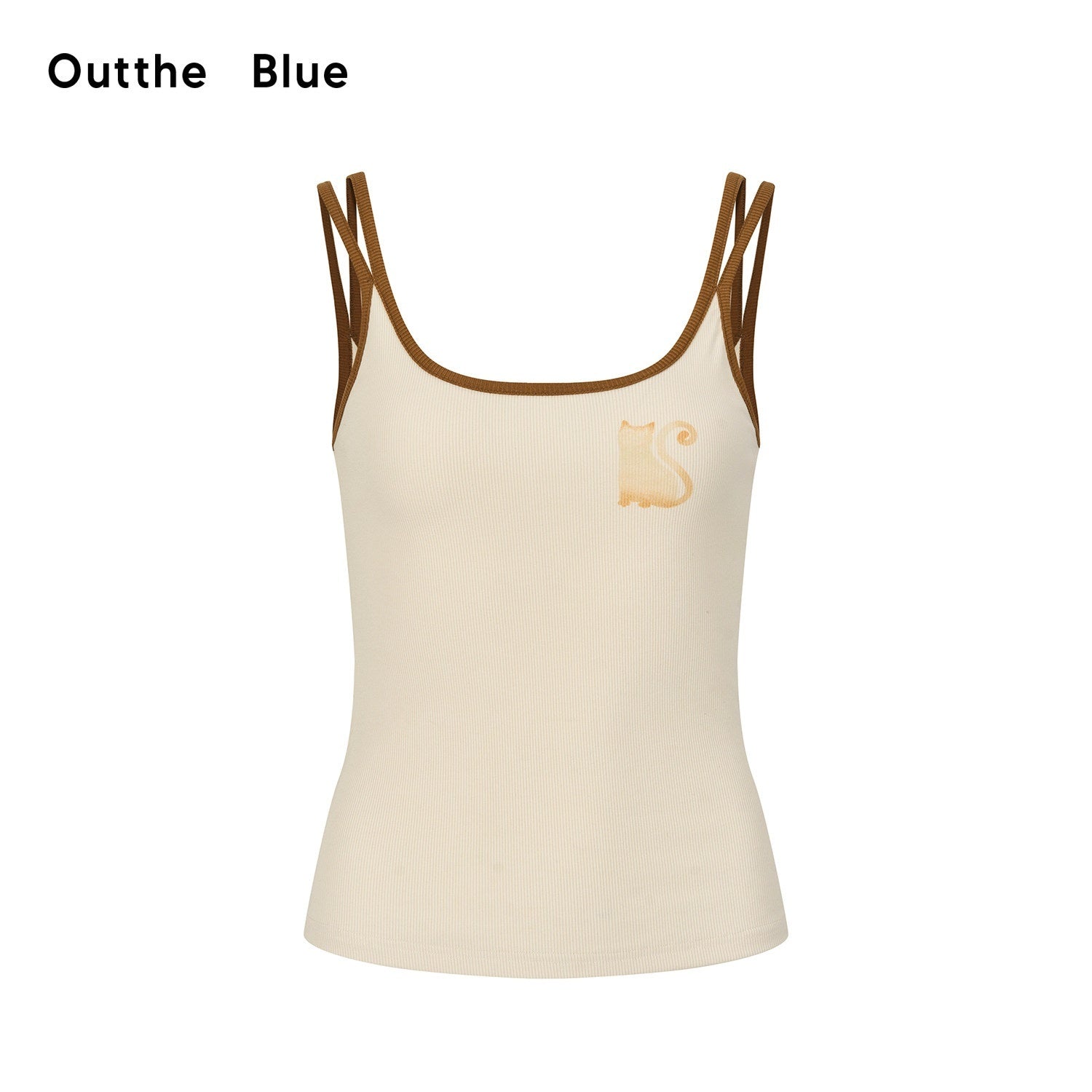 OuttheBlue Soft Stretch Cotton Viscose Blend Fitted Layering Beige Brown Tank Camisoles