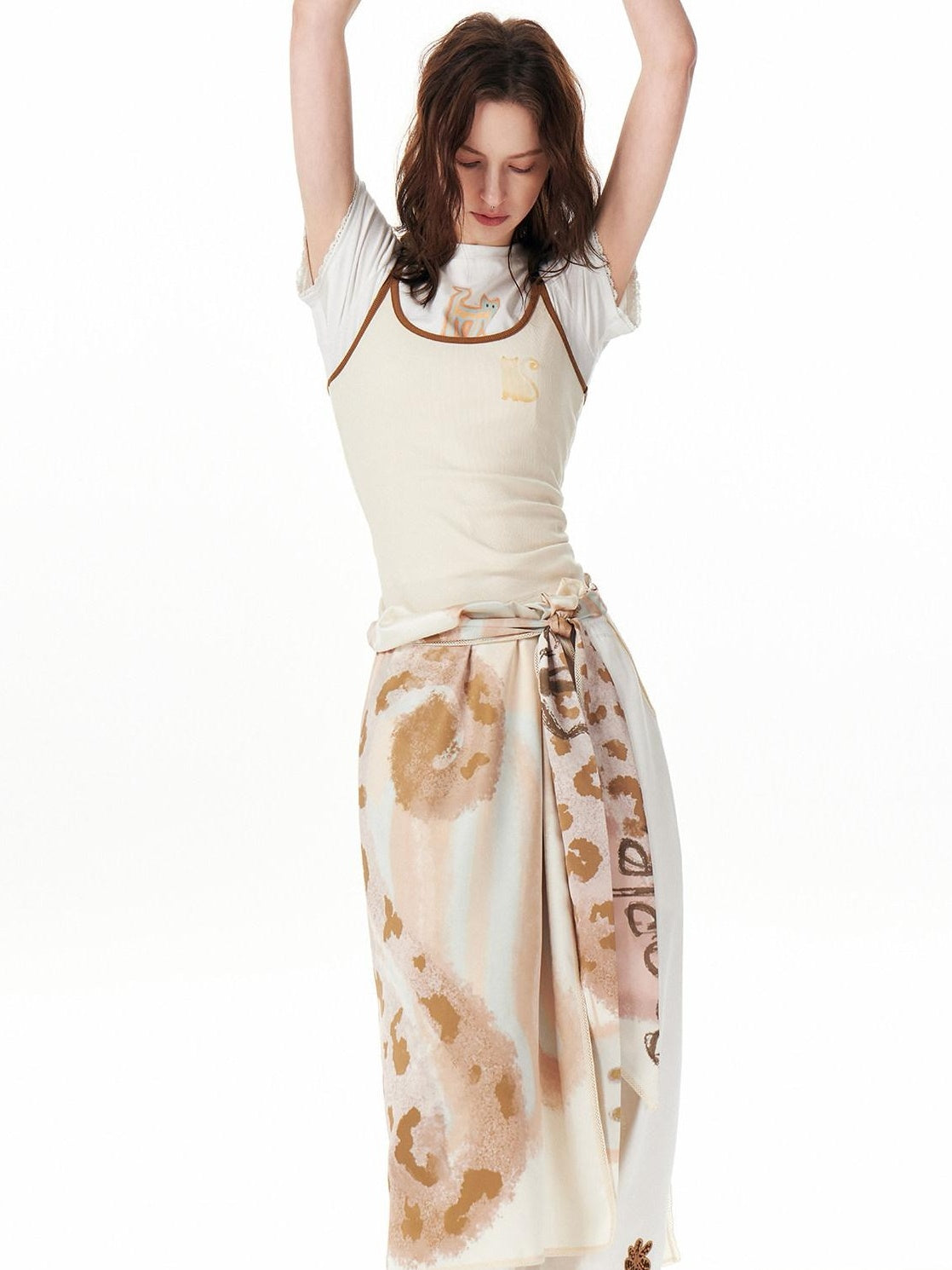 OuttheBlue Soft Stretch Cotton Viscose Blend Fitted Layering Beige Brown Tank Camisoles