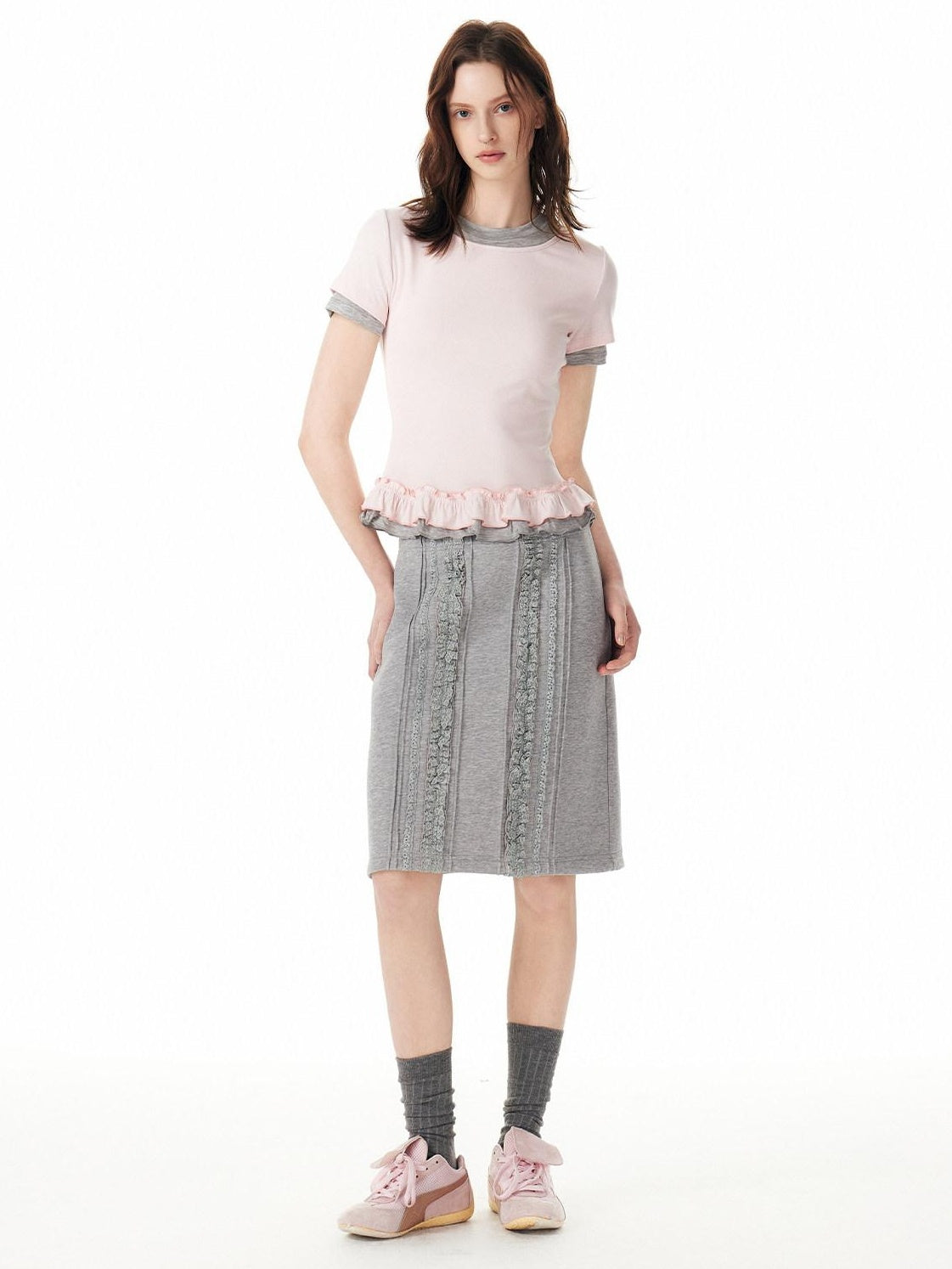 OuttheBlue Soft Viscose Stretch Cute Slim Fit Colorblock Cropped Short Sleeve T-Shirts