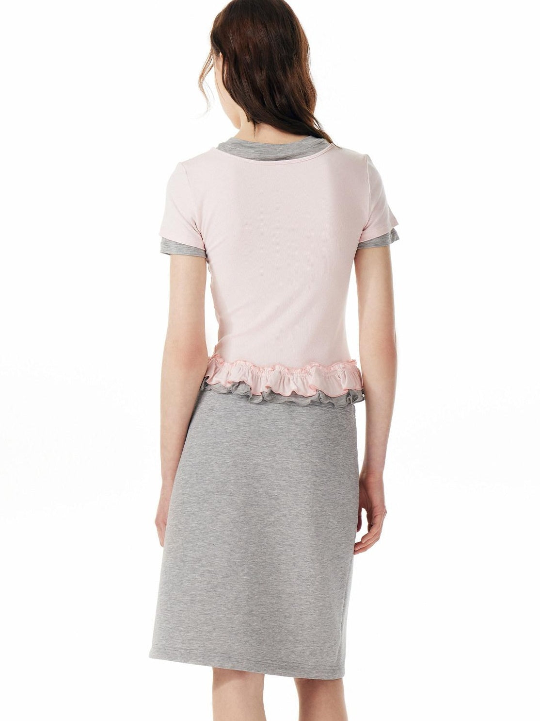 OuttheBlue Soft Viscose Stretch Cute Slim Fit Colorblock Cropped Short Sleeve T-Shirts