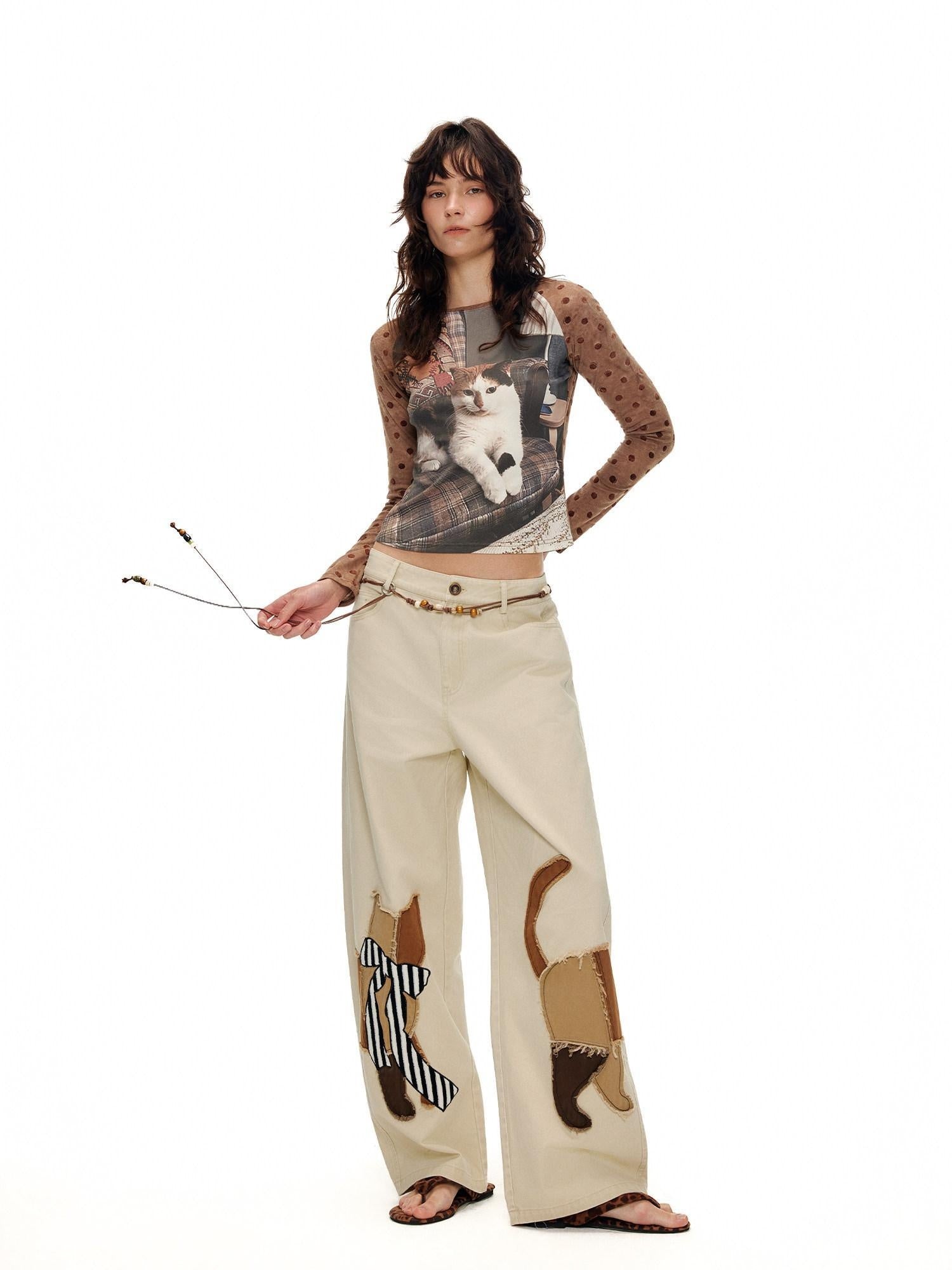 OuttheBlue Soft Washed Cotton Natural Waist Zipper Fly Casual Mika Women Wide Leg Pants