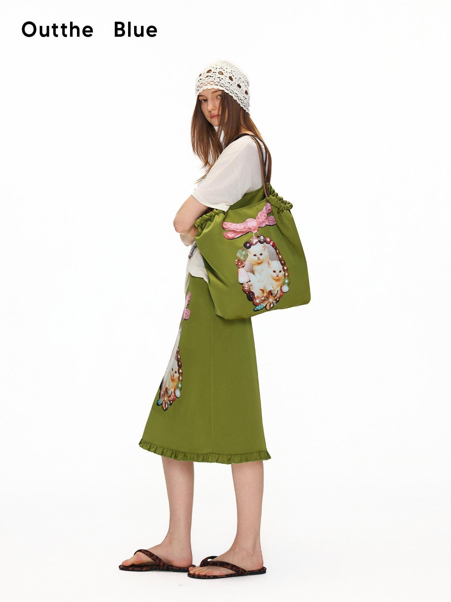 OuttheBlue Spacious Olive Green And Cream Commuter Tote For Women New Arrival Handbags