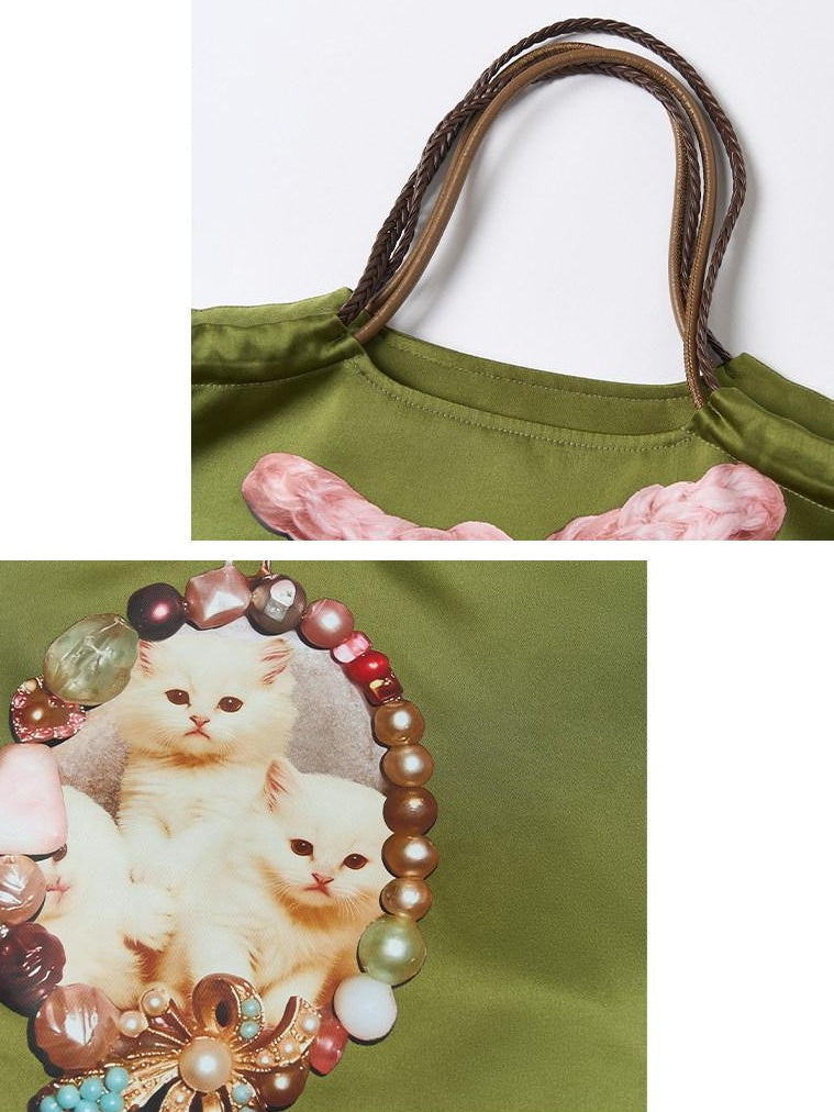OuttheBlue Spacious Olive Green And Cream Commuter Tote For Women New Arrival Handbags