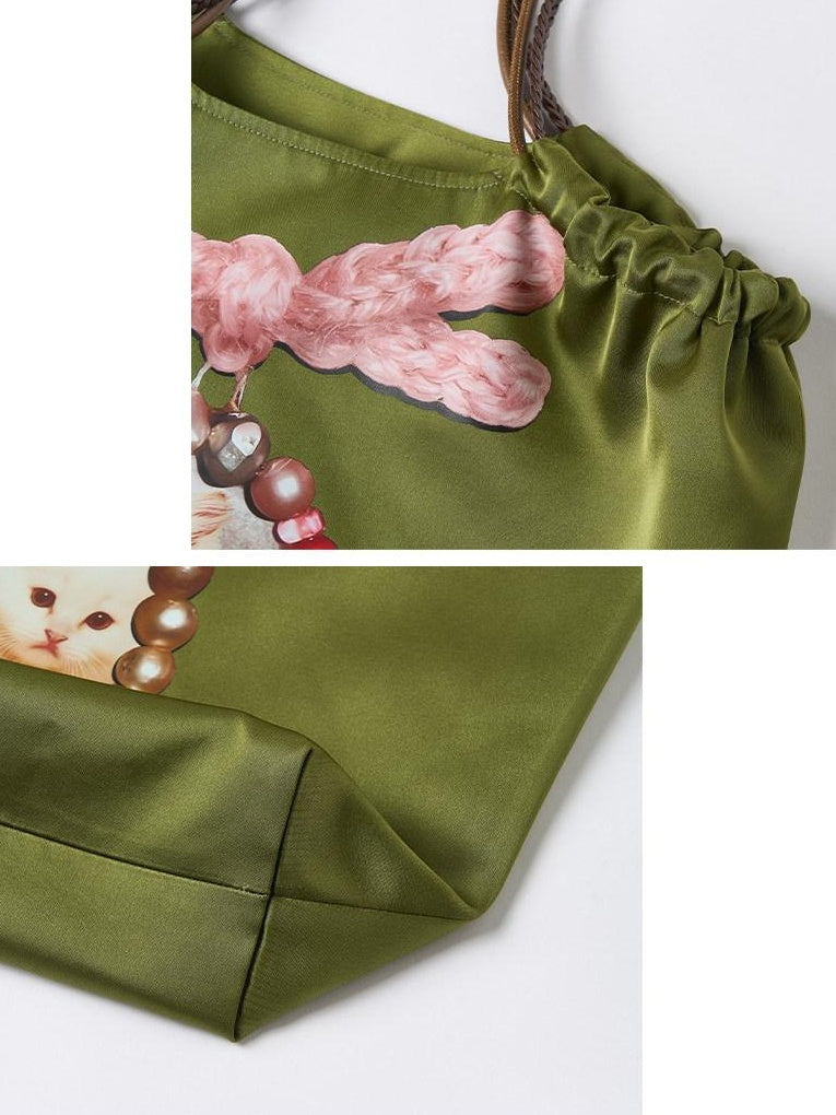 OuttheBlue Spacious Olive Green And Cream Commuter Tote For Women New Arrival Handbags