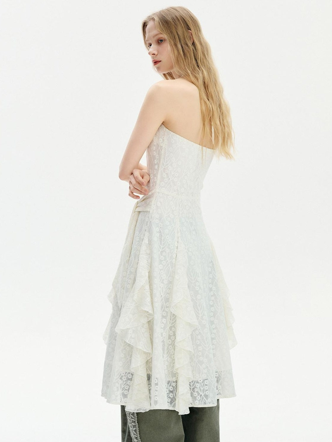OuttheBlue Stretch Figure Hugging Sleeveless Pearl Ivory Slim Nylon Spandex Midi Dresses
