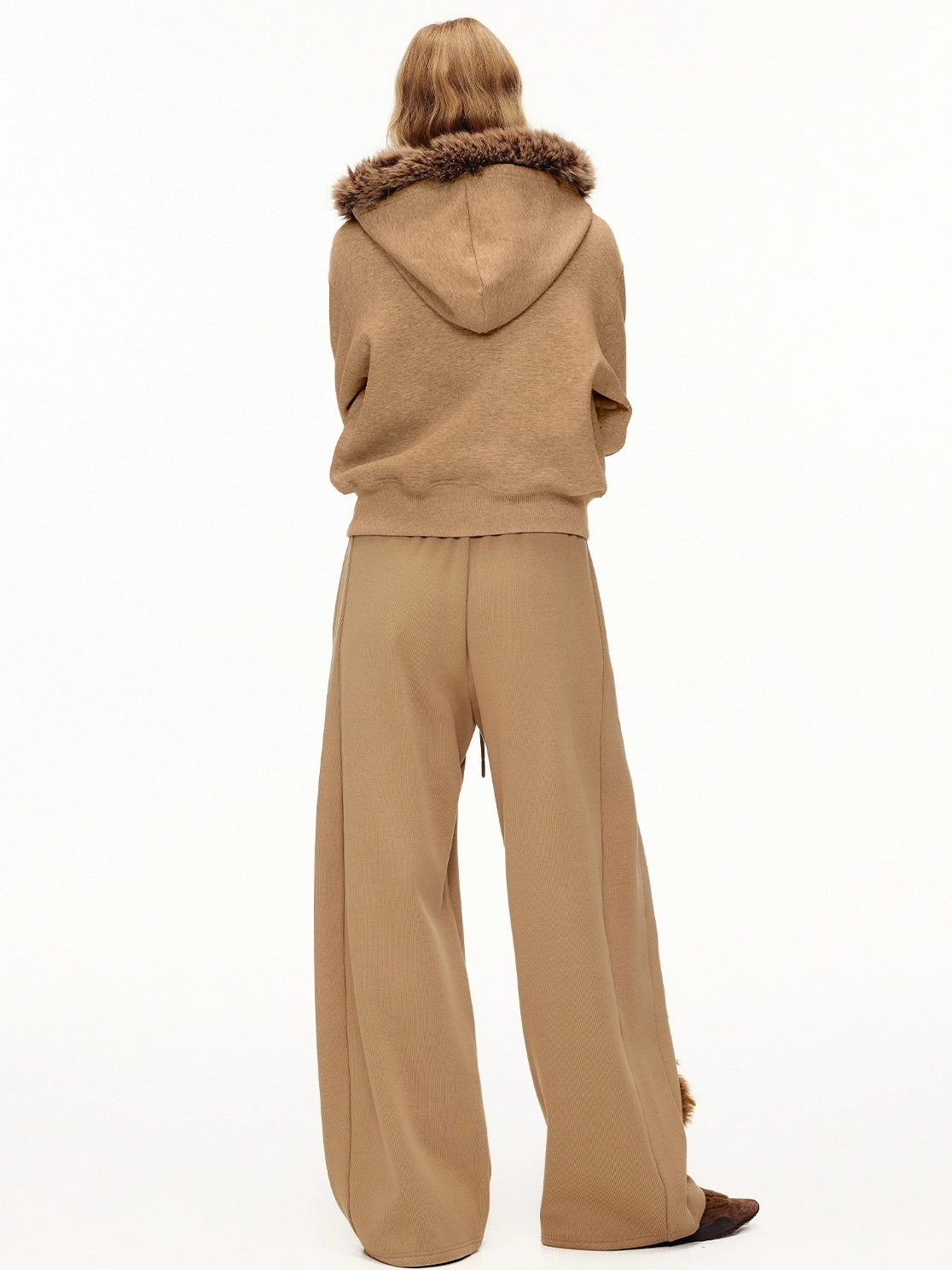 OuttheBlue Stretch Poly Cotton Loose Fit Zip Hooded Cardigan Women Cartoon Camel Hoodies