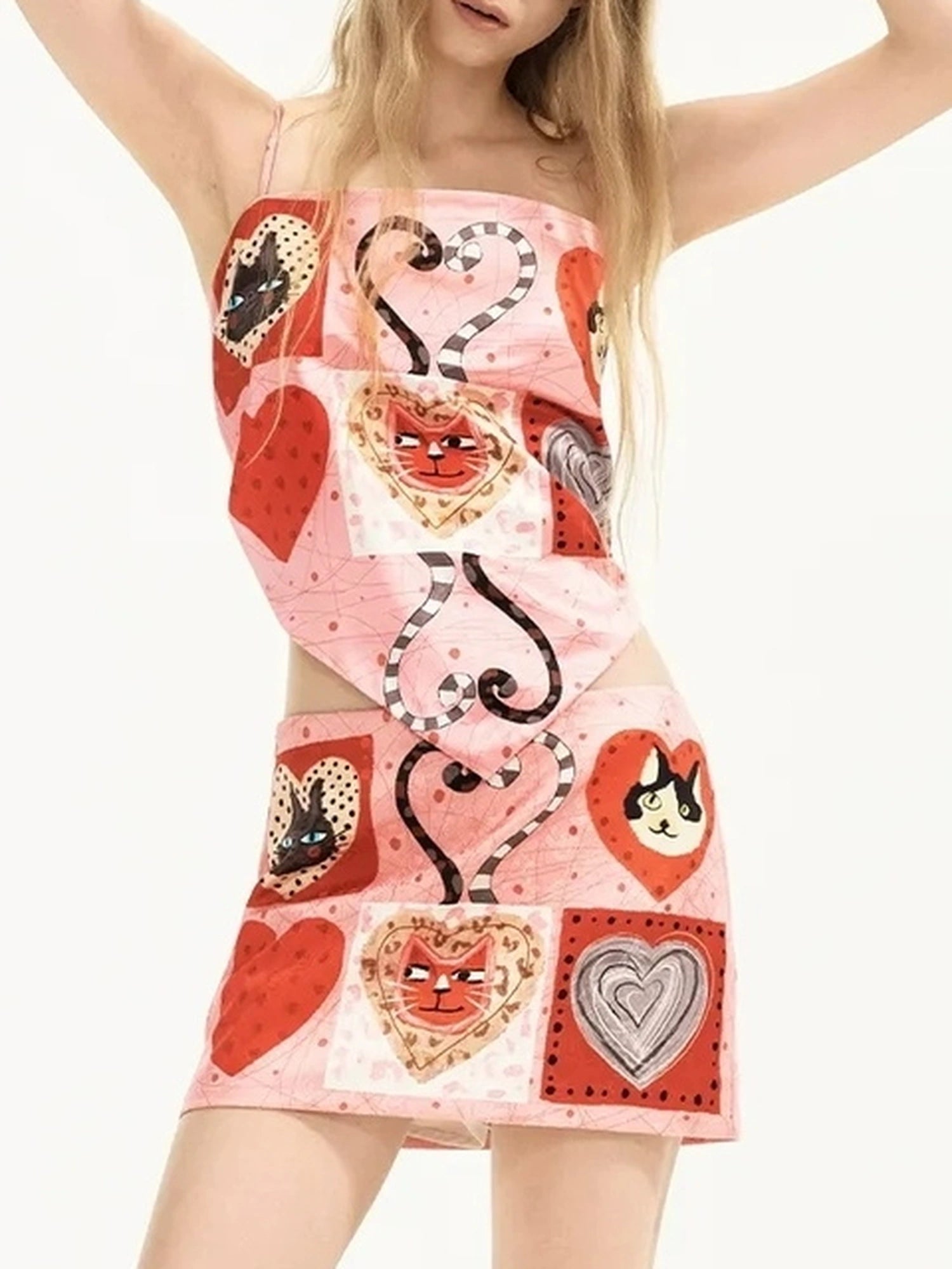 OuttheBlue Summer Print Satin Camisole With Tie