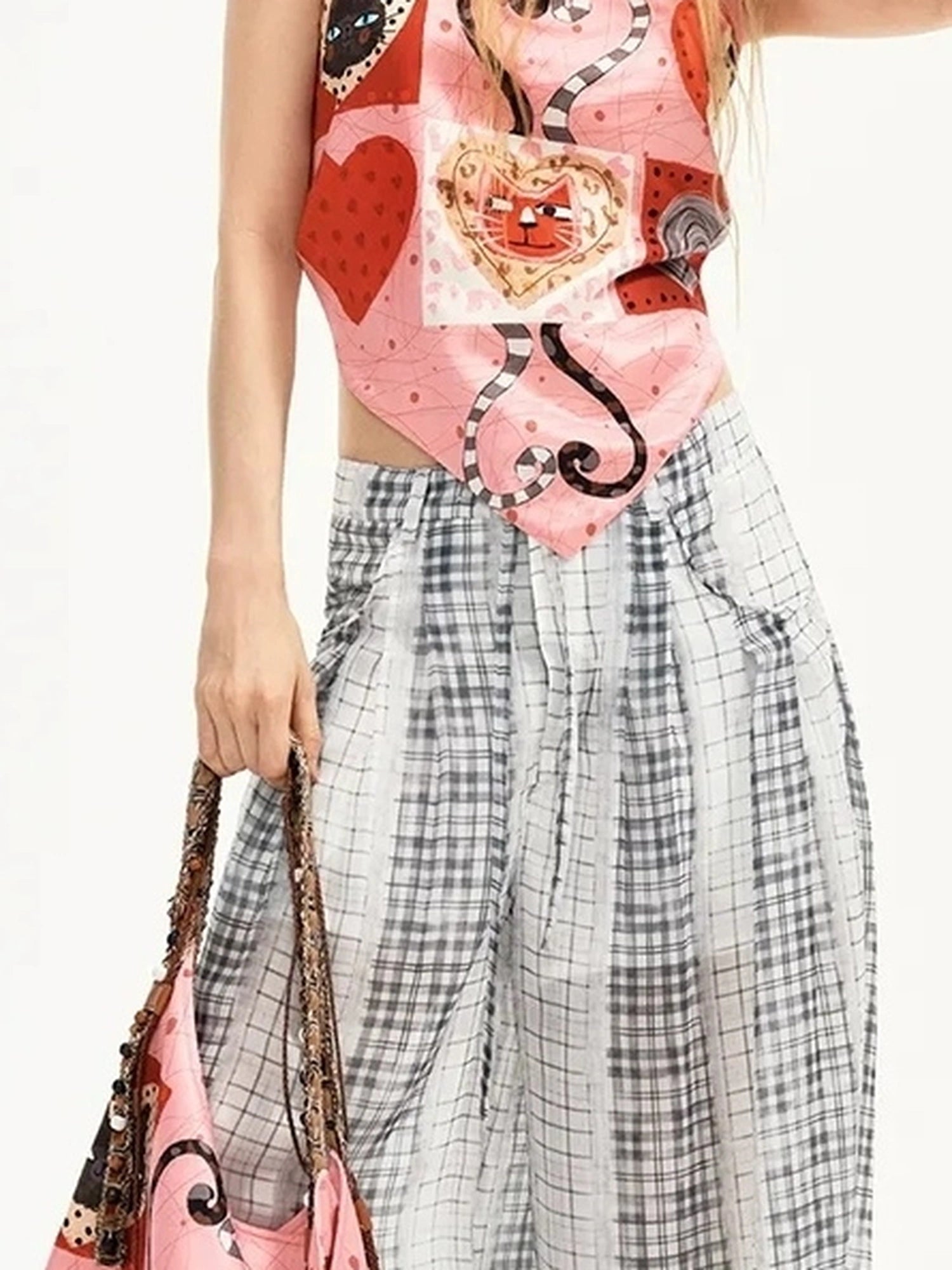 OuttheBlue Summer Print Satin Camisole With Tie