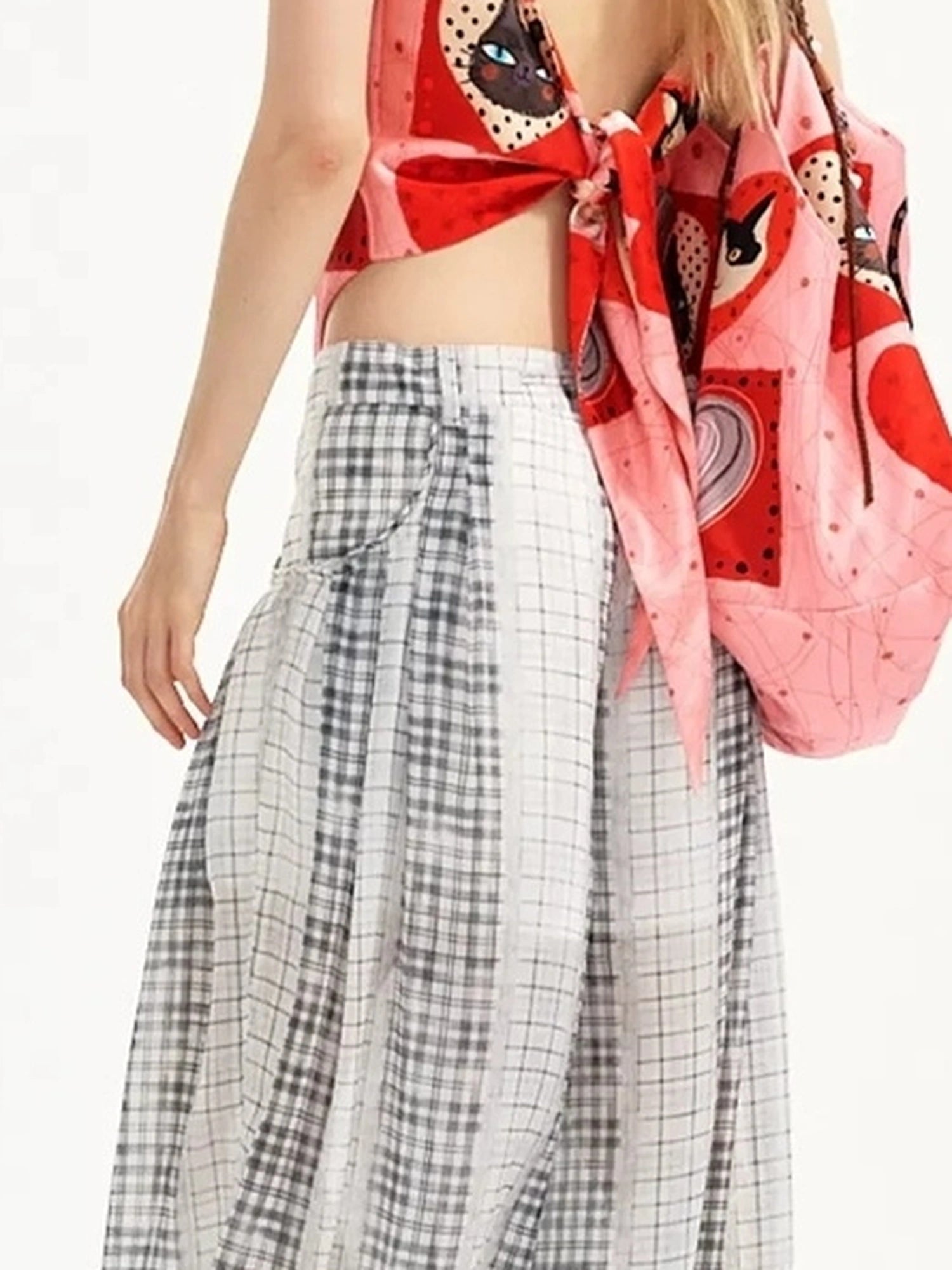 OuttheBlue Summer Print Satin Camisole With Tie