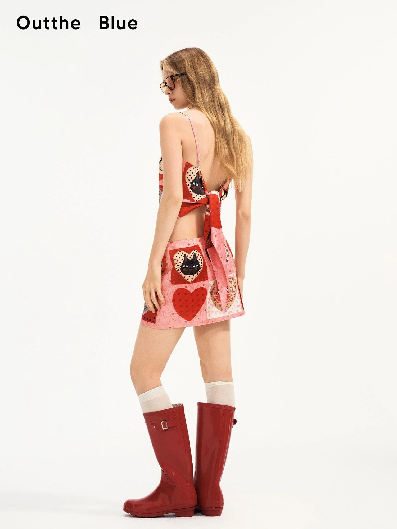 OuttheBlue Summer Print Satin Camisole With Tie