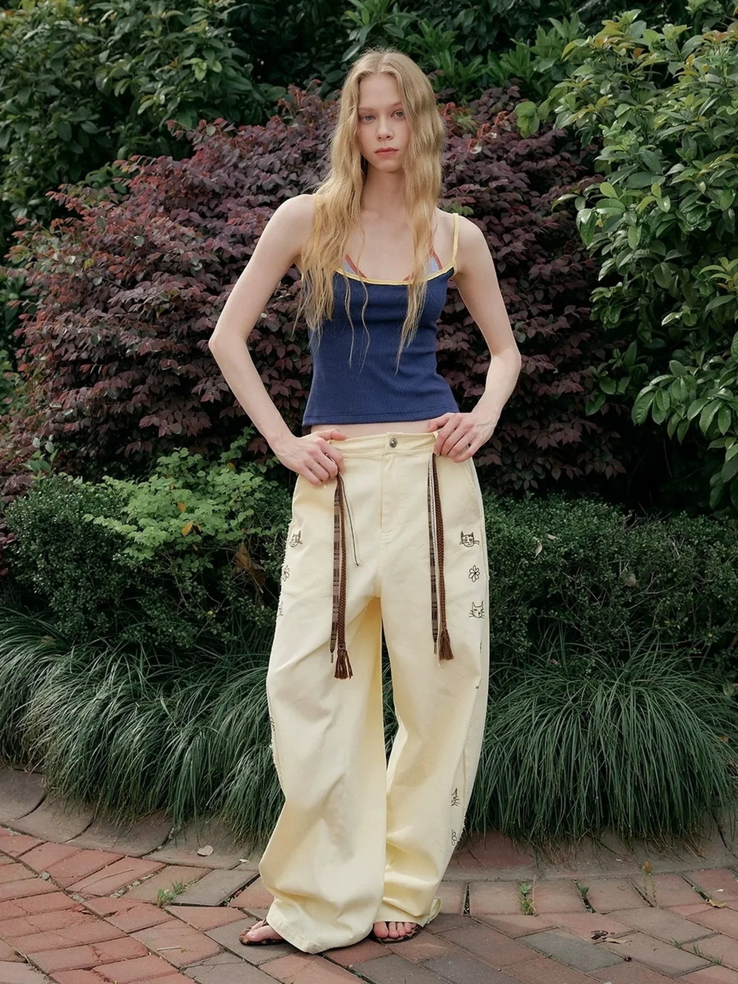 OuttheBlue Summer Two Tone Layered Halter Neck Tank