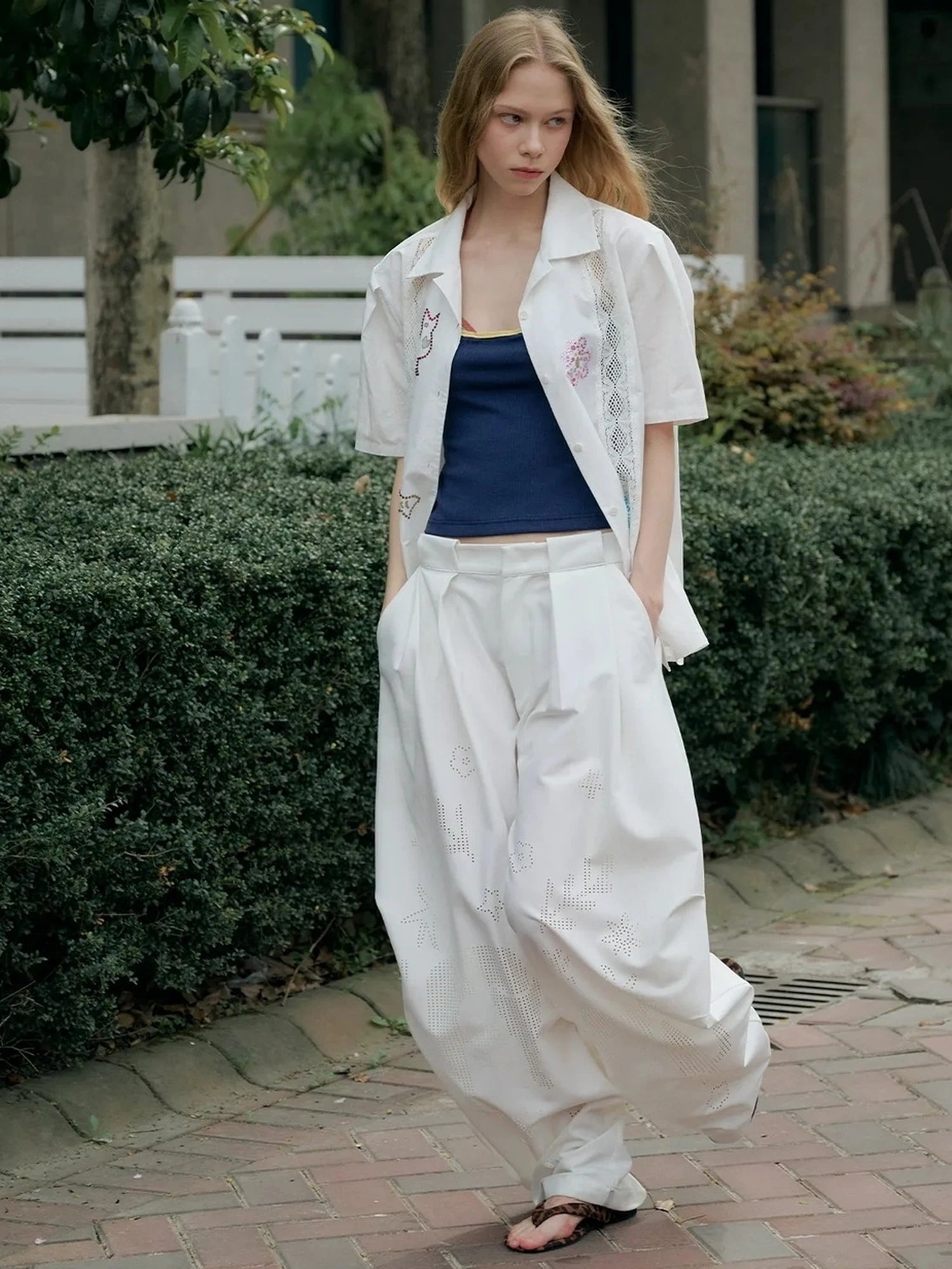 OuttheBlue Summer Two Tone Layered Halter Neck Tank