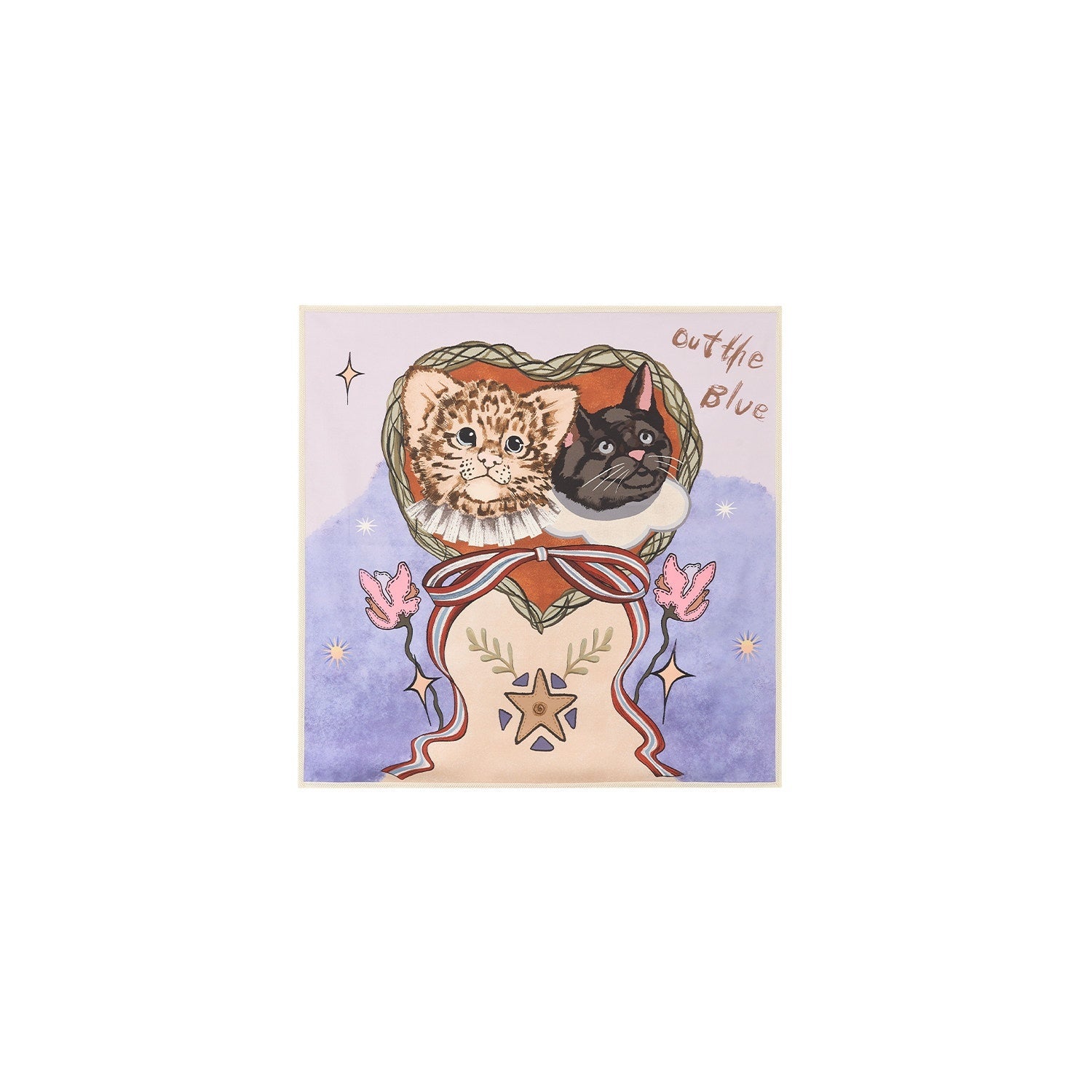 OuttheBlue Sunshield Satin Large Square Korean Style Young Women Botanical Floral Scarves