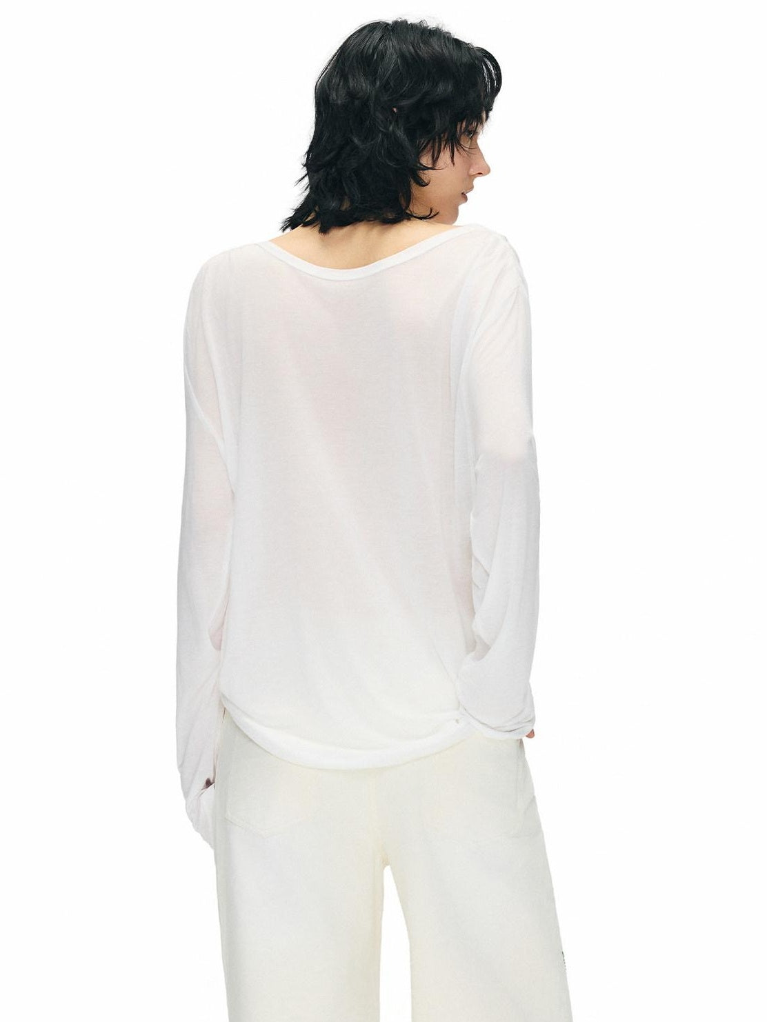 OuttheBlue Sweet Printed Loose Scoop Neck Lyocell Uv Beige Cat Nebula Long Sleeve T-Shirts