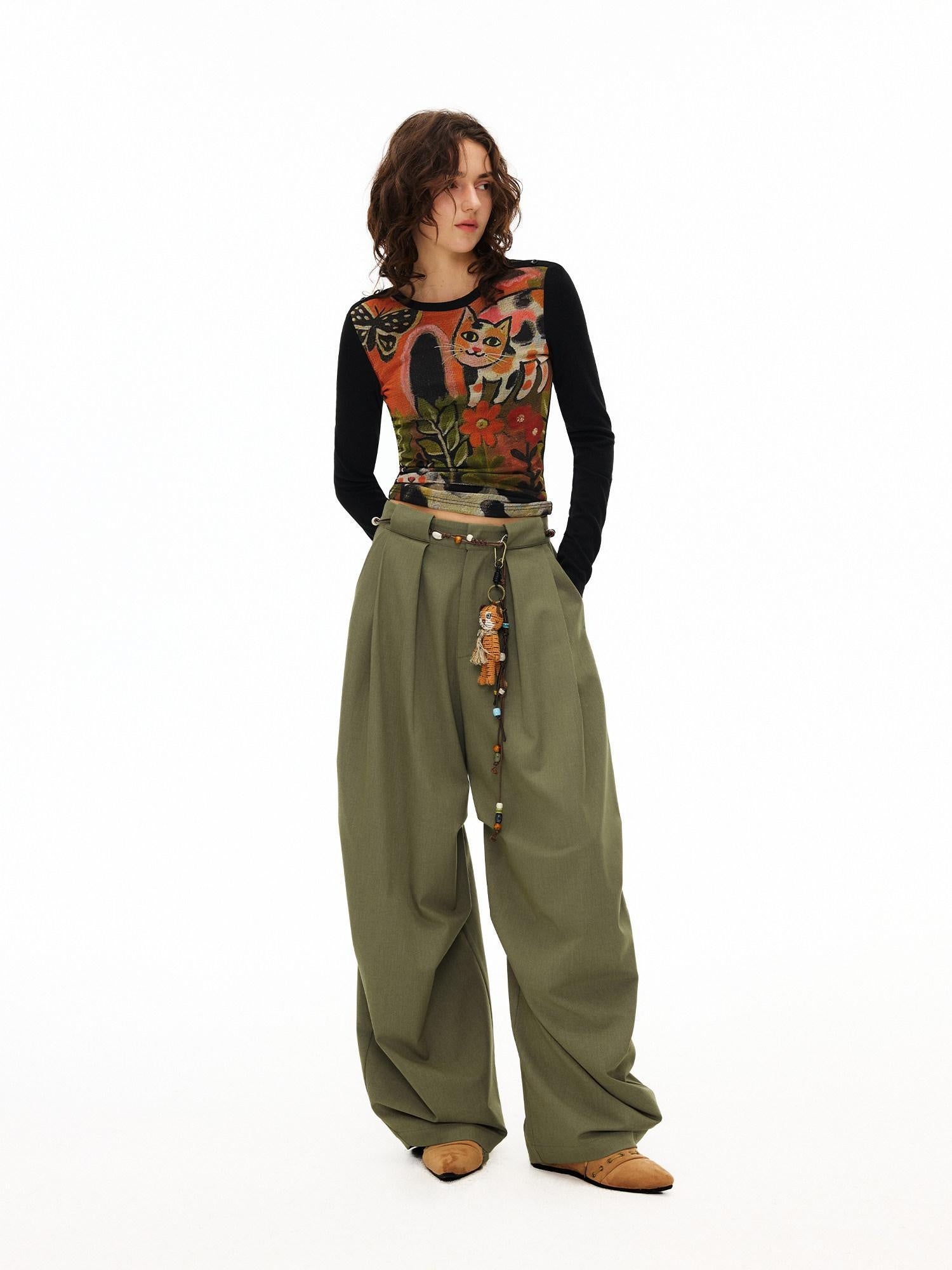 OuttheBlue Sweet Slim Fit Long Sleeve Women Floral Animal Print Stretch Knitted Knitwear
