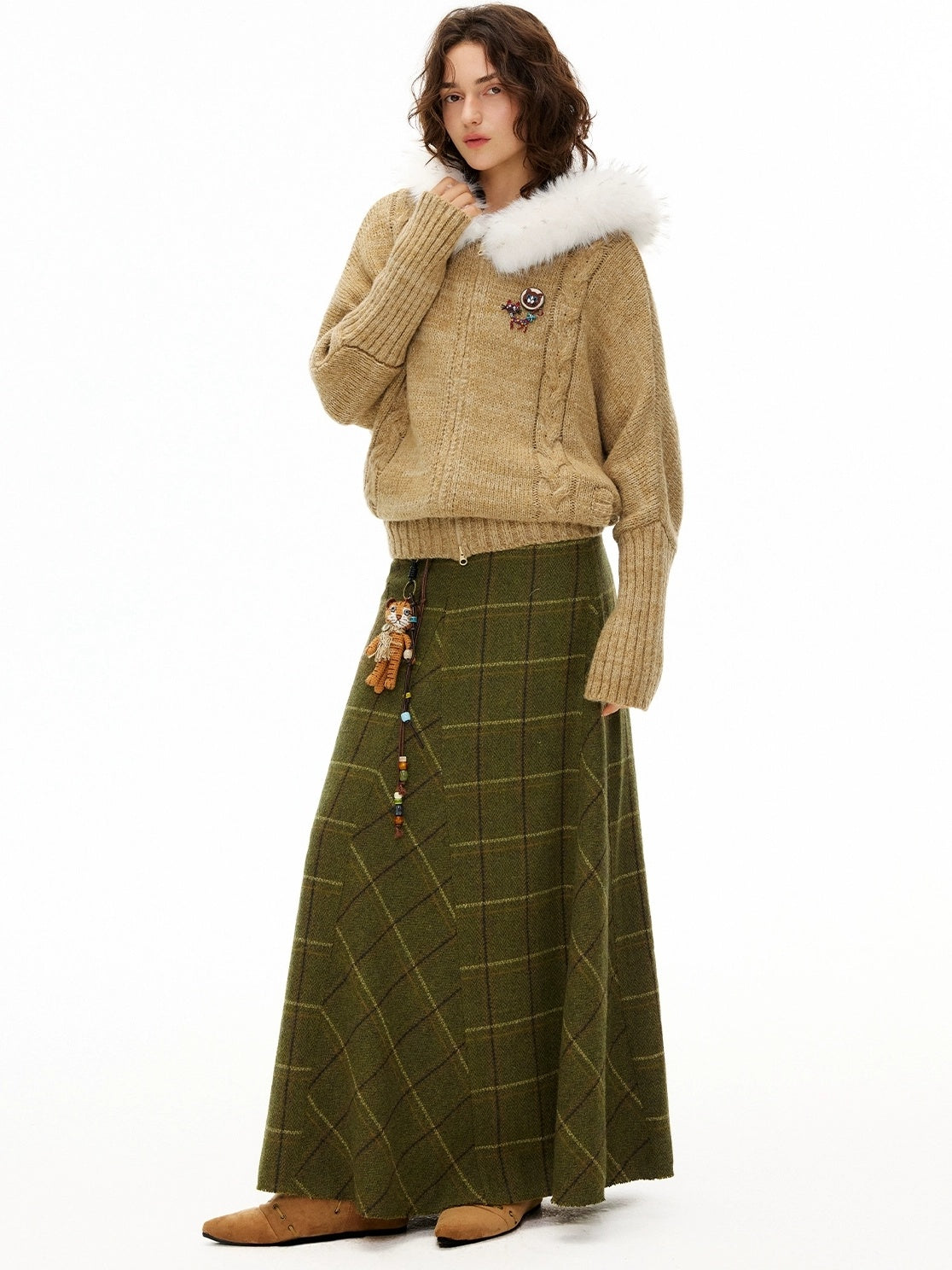 OuttheBlue Thermal Warm Hooded Zip Cardigan Loose Commuter Style Women Knit Sweater