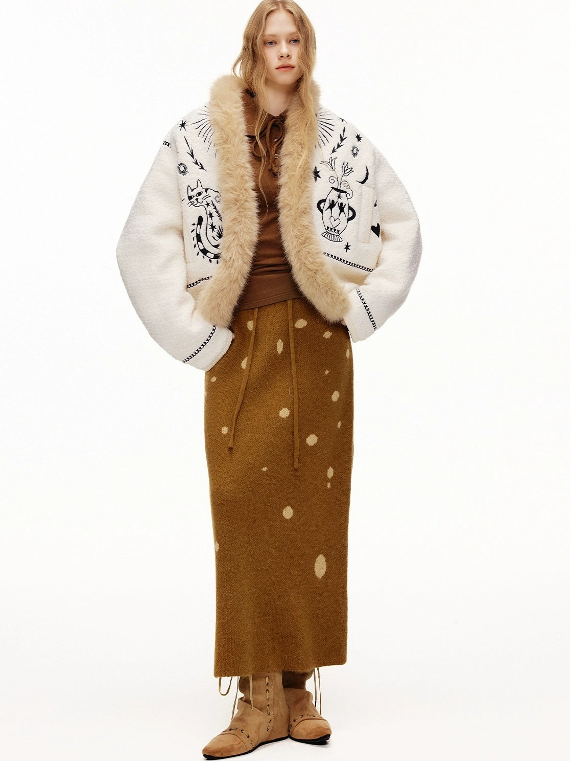 OuttheBlue Thick Wool Blend Commuter Relaxed Fit Boat Neck Women Moonlight White Jacket