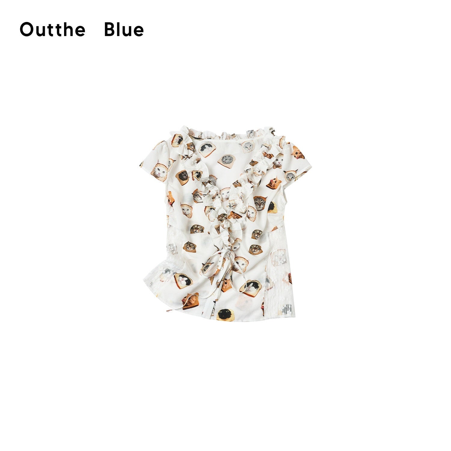 OuttheBlue_Toast_Cat_Print_Ruffle_Edge_Lace_Tie_Women&