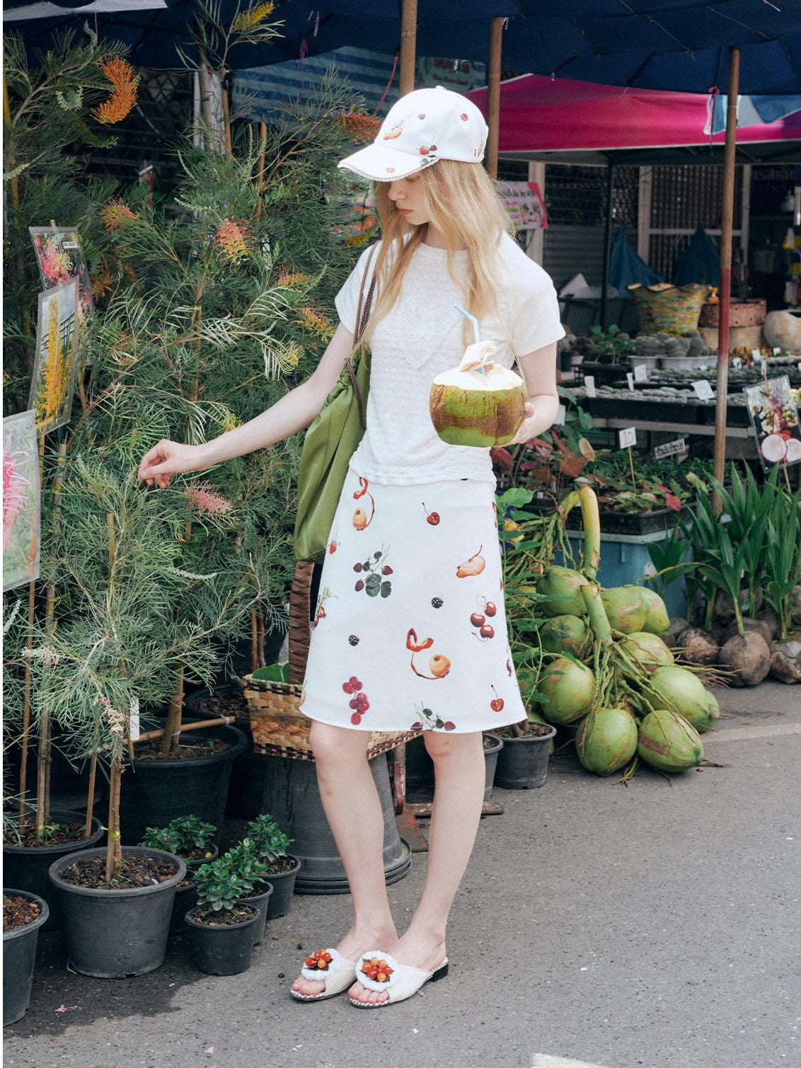 OuttheBlue Uv Protection Floral Curved Brim Women Adjustable One Size 58Cm Baseball Caps