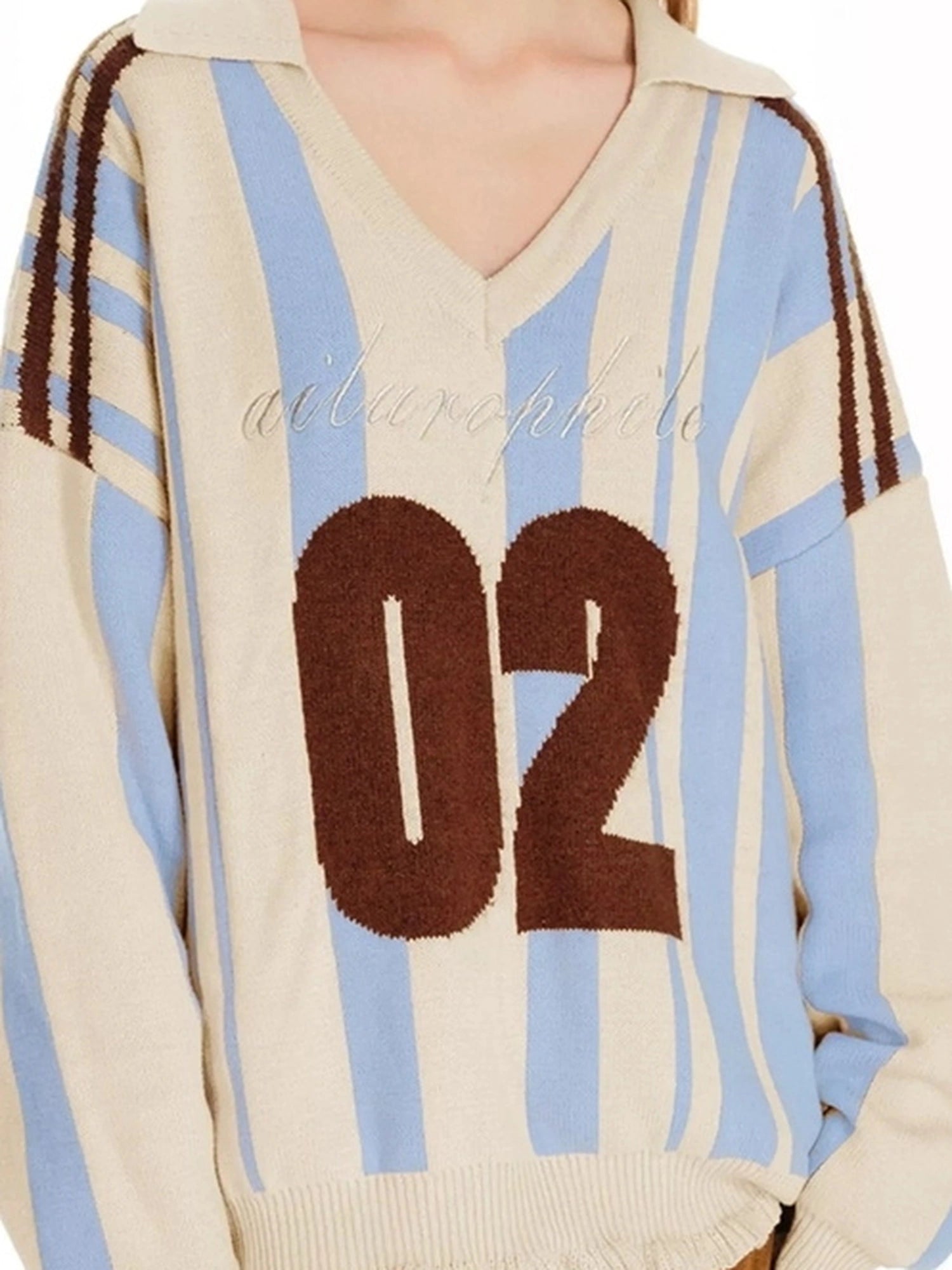 OuttheBlue V-neck Color Block Sweater