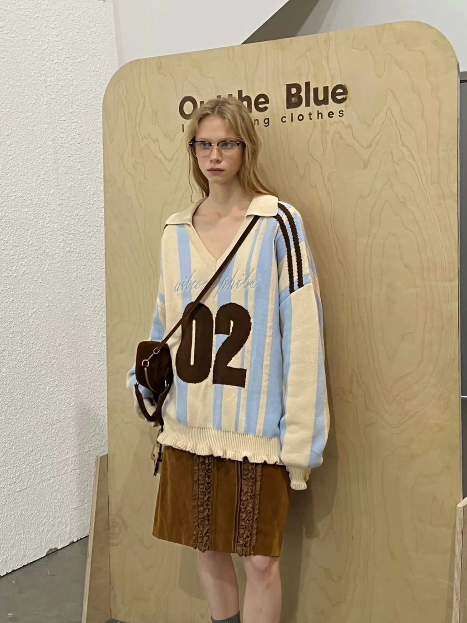OuttheBlue V-neck Color Block Sweater