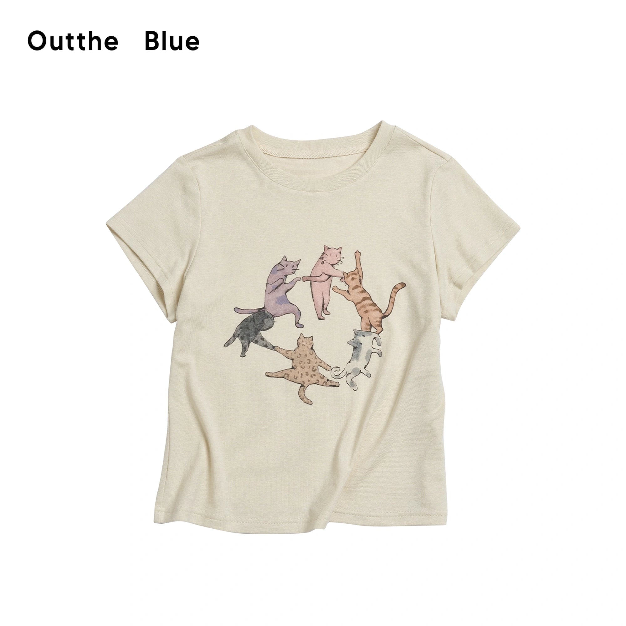 OuttheBlue_Vintage_Floral_Cat_Print_Summer_T-shirt_Set_MISSTT