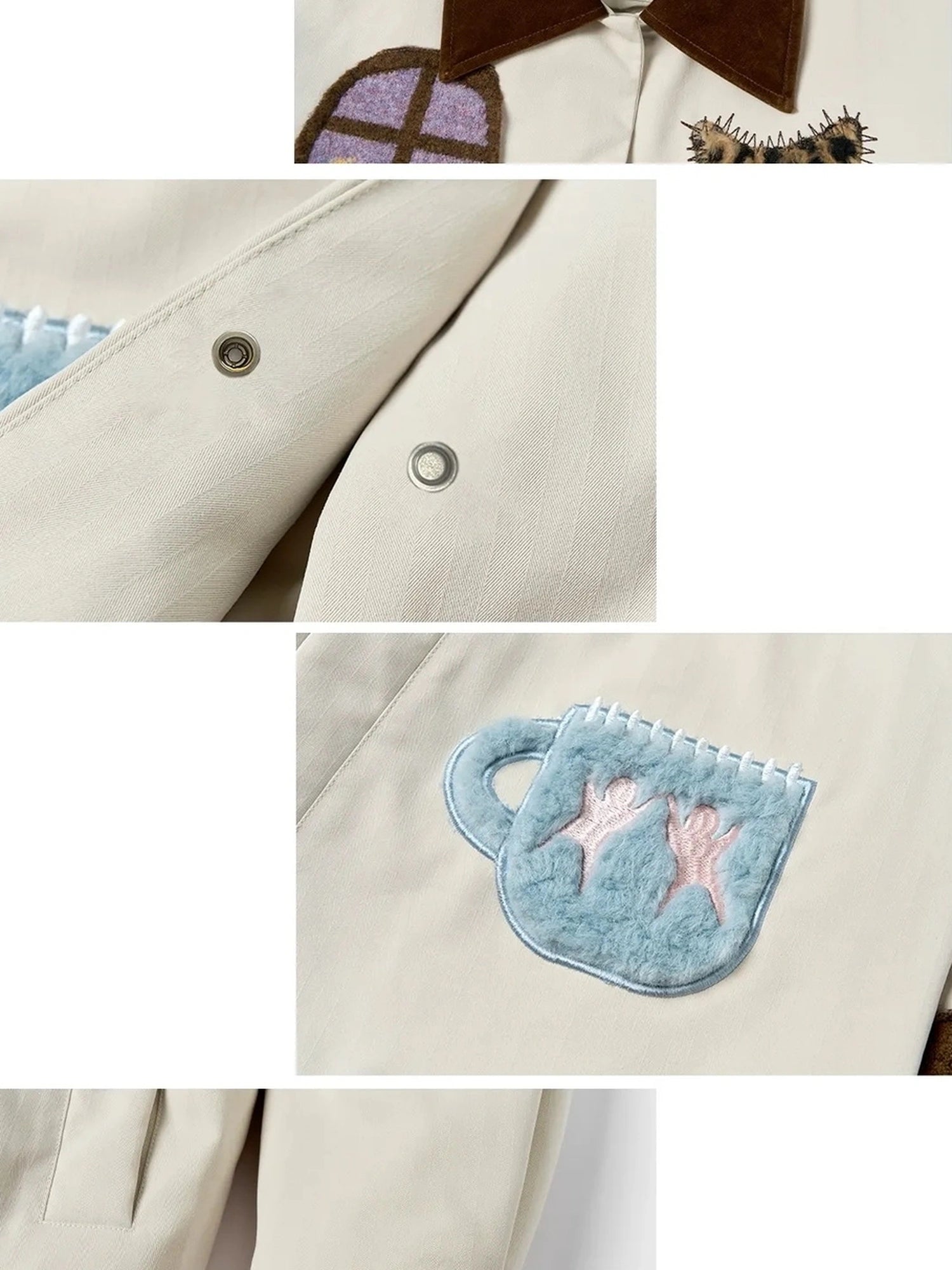 OuttheBlue Vintage Fun Shirt Style Loose Down Jacket
