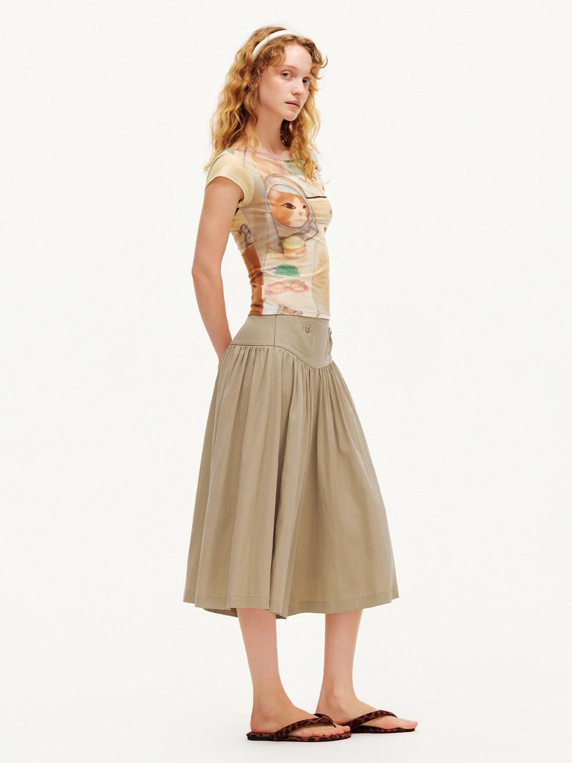 OuttheBlue Vintage Mesh Flutter Sleeve Slim Fit Women&