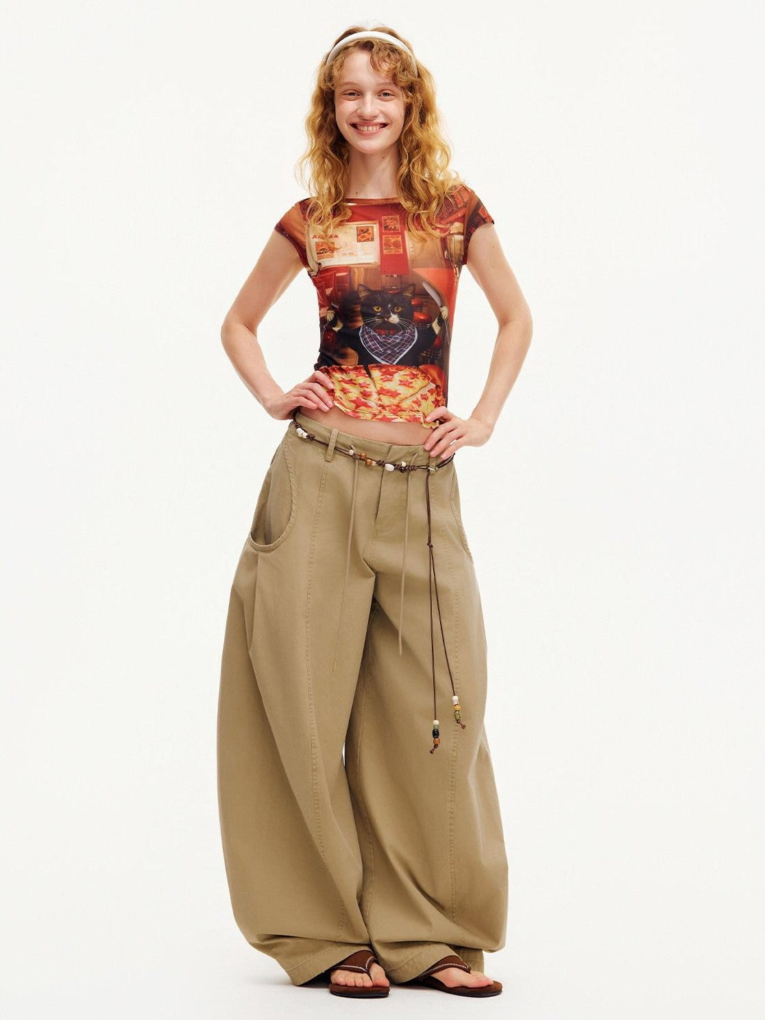 OuttheBlue Vintage Mesh Flutter Sleeve Slim Fit Women&