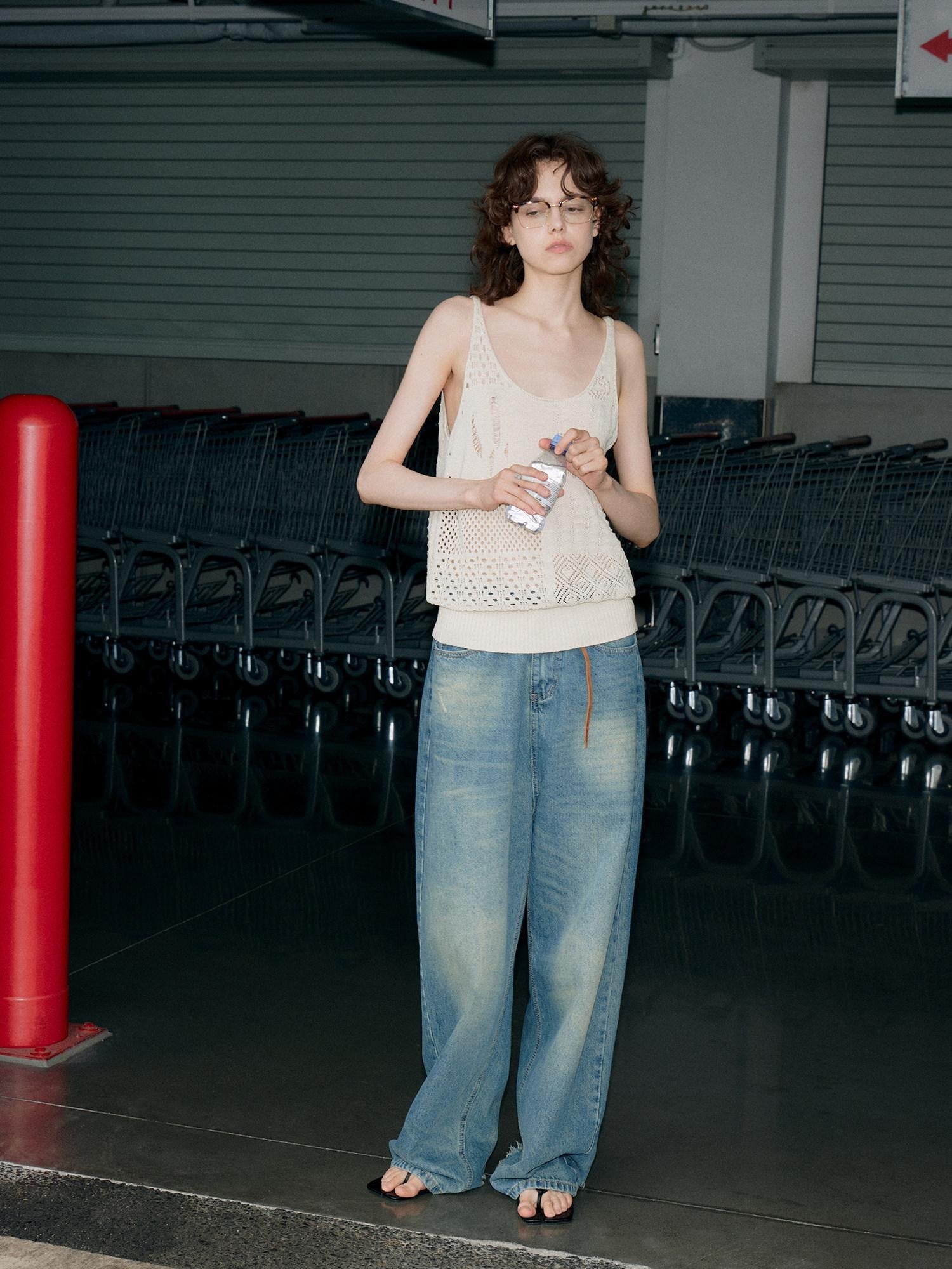 OuttheBlue Vintage Stonewashed Low Waist Loose Women&