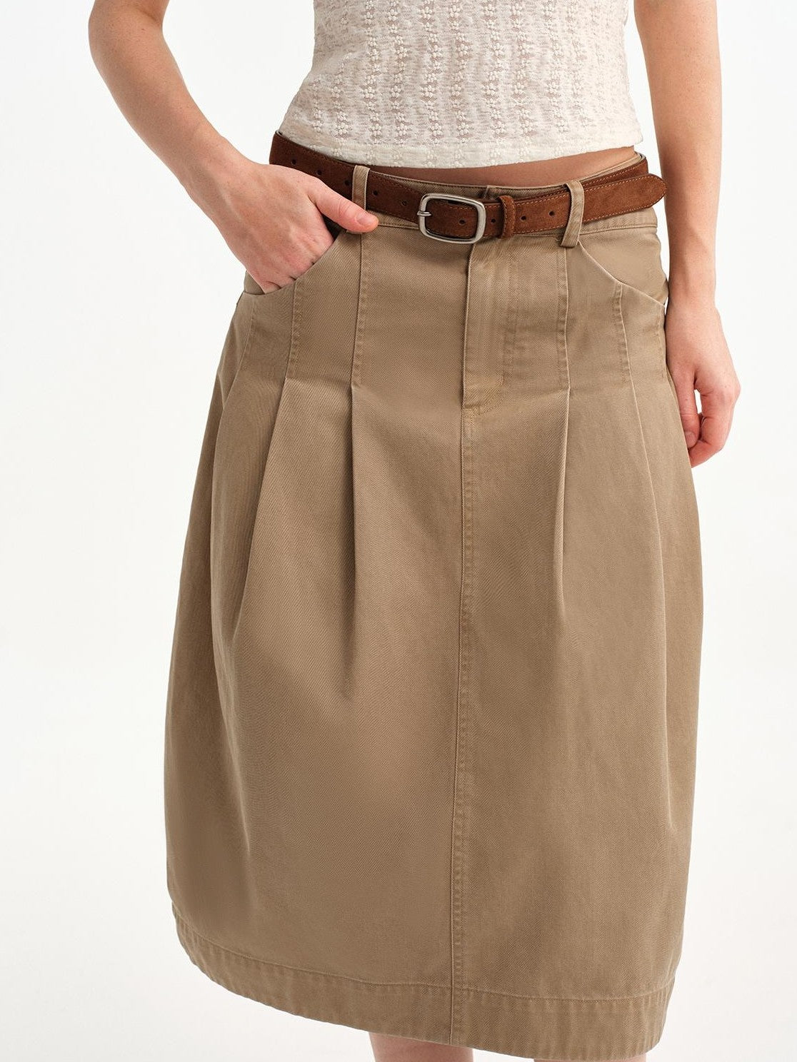 OuttheBlue Vintage Suede Caramel Pin Buckle Women&