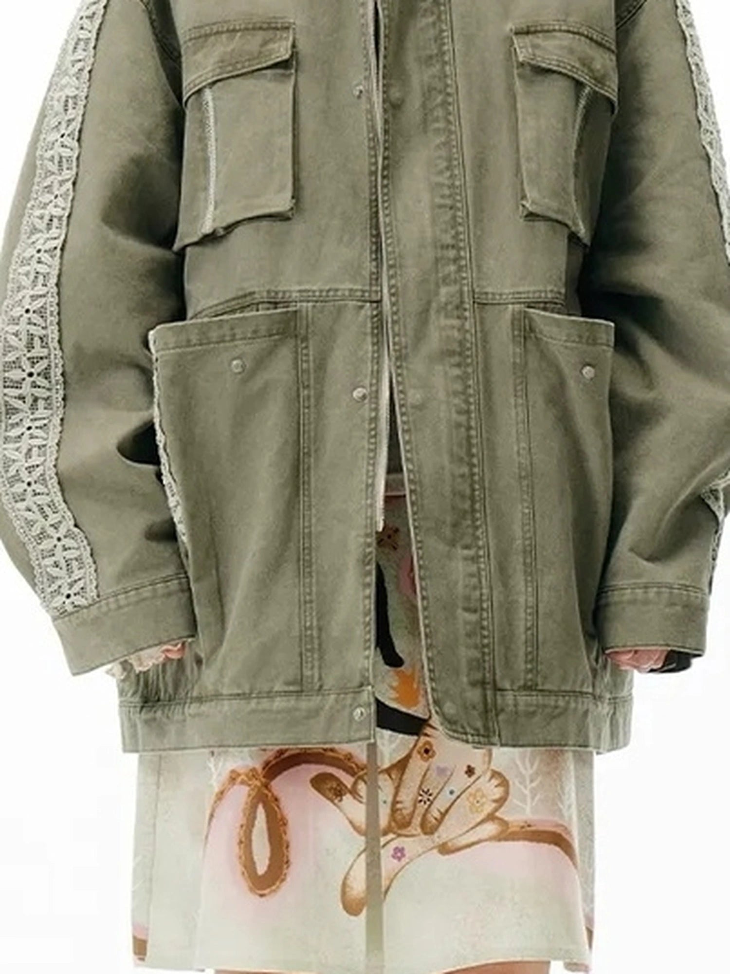 Vintage Washed Lace Utility Jacket