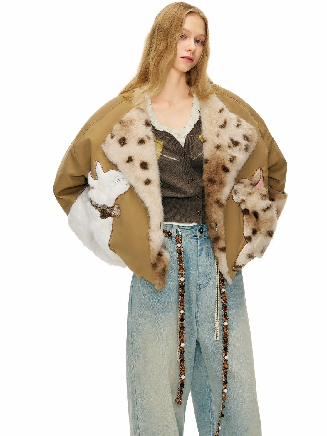 OuttheBlue Warm 90 Percent White Duck Down Casual Khaki No Hood Women Down Jacket