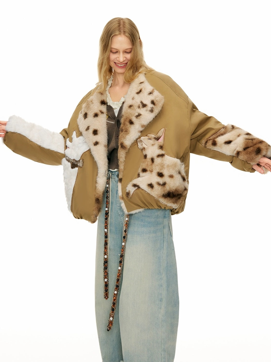 OuttheBlue Warm 90 Percent White Duck Down Casual Khaki No Hood Women Down Jacket