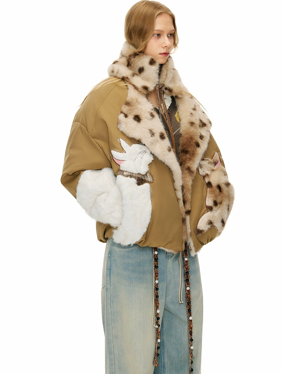 OuttheBlue Warm 90 Percent White Duck Down Casual Khaki No Hood Women Down Jacket