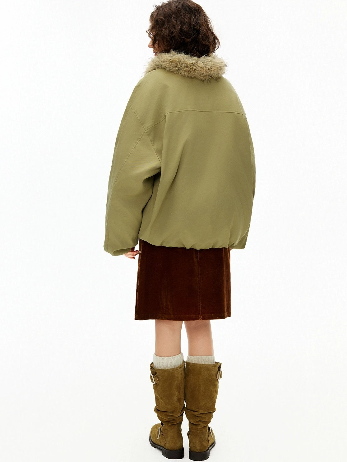 OuttheBlue Warm 90 Percent White Duck Down Straight Patch Applique Pale Green Down Jacket