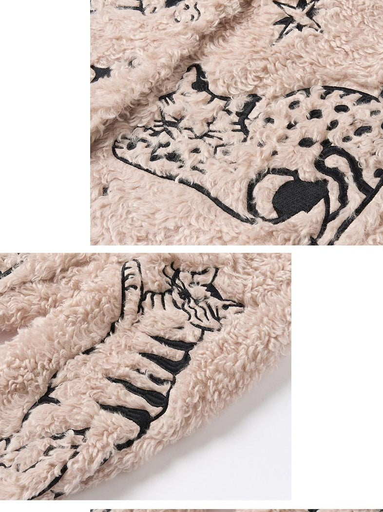 OuttheBlue Warm Thick Cotton Lined Embroidered Sweet Loose Women Dusty Pink Puffer Jackets