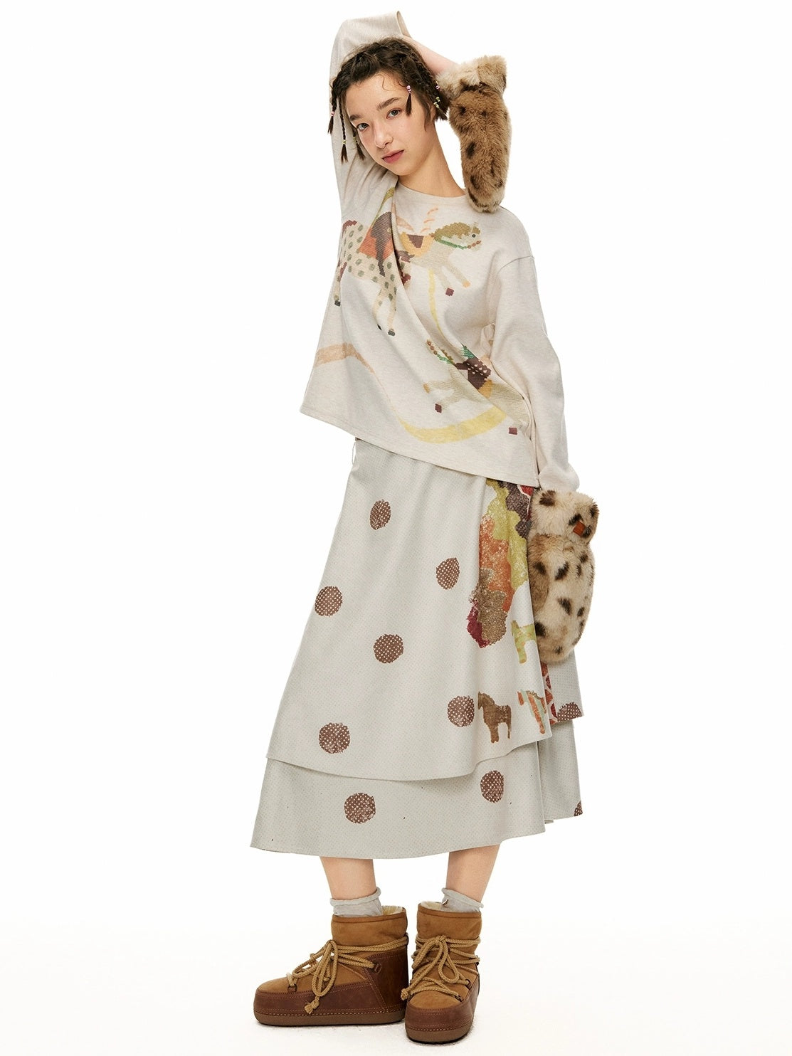 OuttheBlue Warm Thick Polyester Full Coverage Mitten Unisex Ski Leopard Gloves Accessories