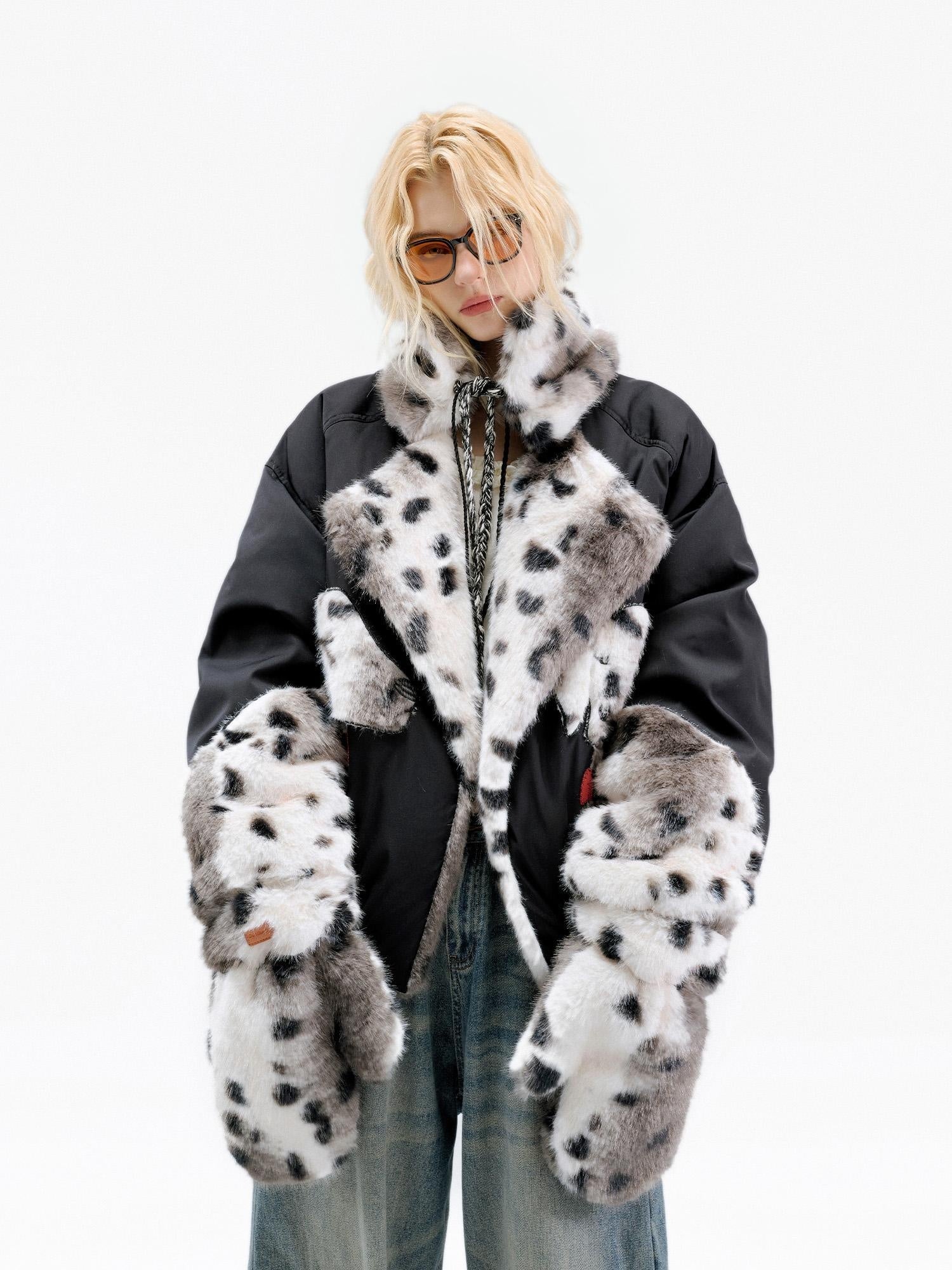 OuttheBlue Warm Thick Polyester Full Coverage Mitten Unisex Ski Leopard Gloves Accessories