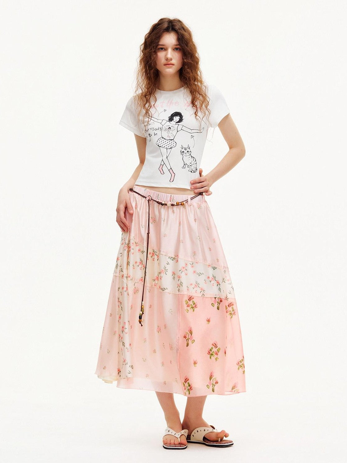 OuttheBlue White Line Art Print Slim Fit Women&