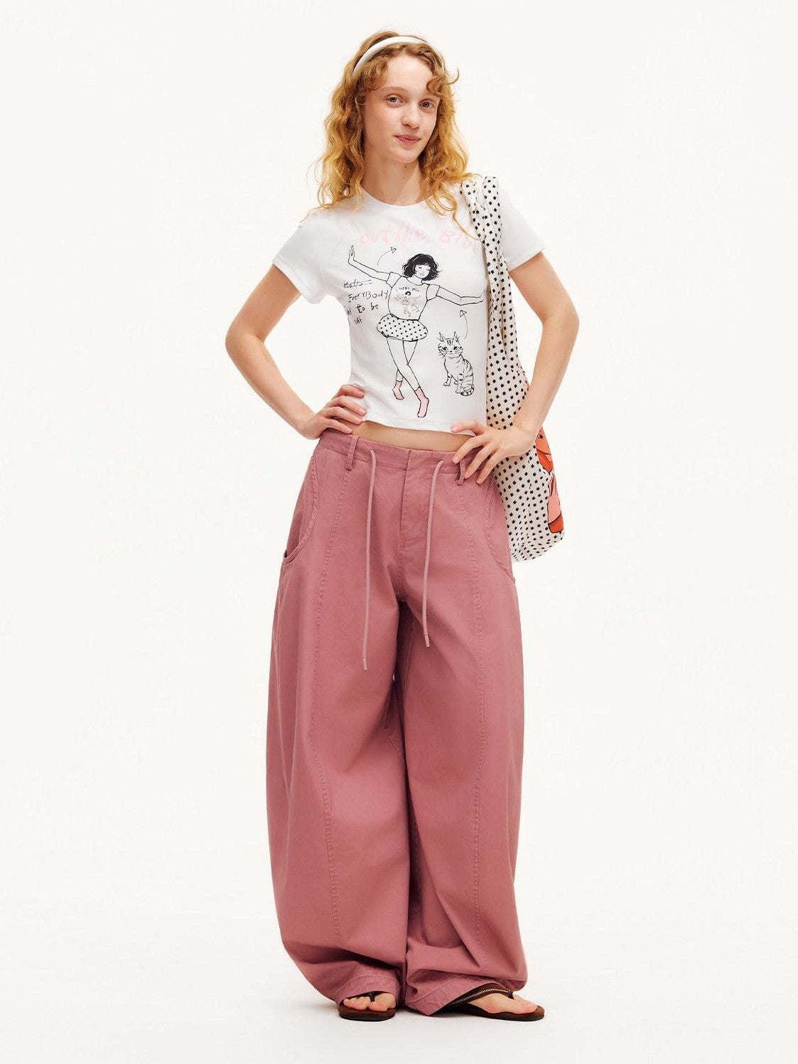 OuttheBlue White Line Art Print Slim Fit Women&