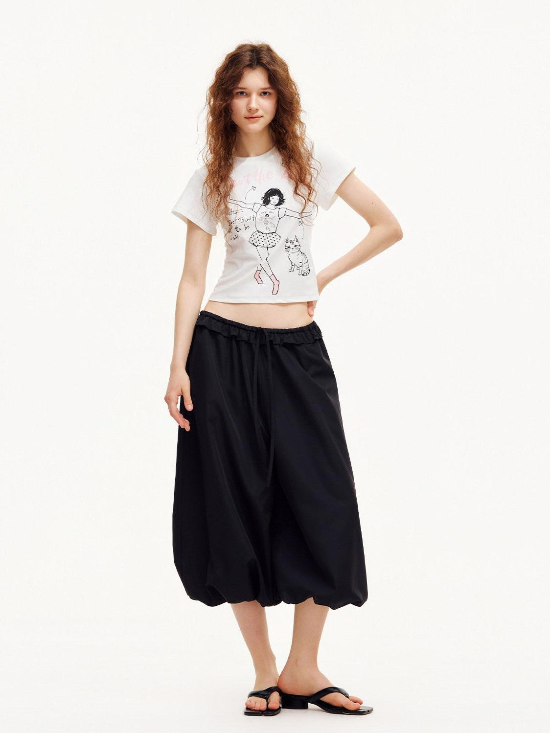 OuttheBlue White Line Art Print Slim Fit Women&