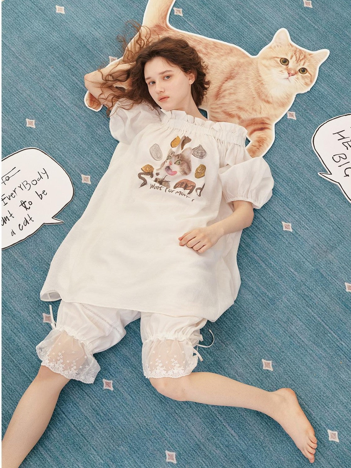 OuttheBlue White Puff Sleeve A Line Women&