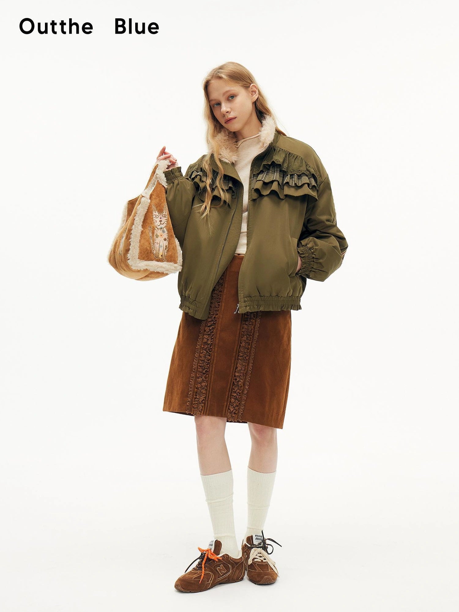 OuttheBlue Winter Fleece Stand Collar Cropped Jacket